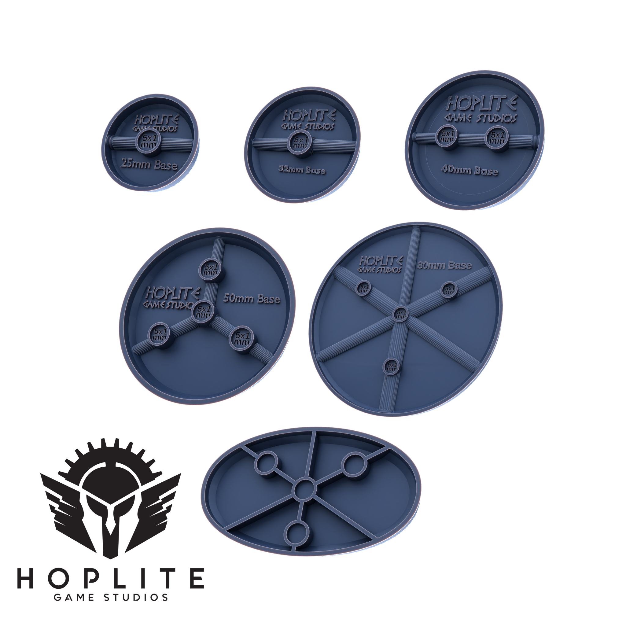 Hoplite Textured Magnetizable Bases | 25mm | 32mm | 40mm | 50mm | 80mm | 35x60mm