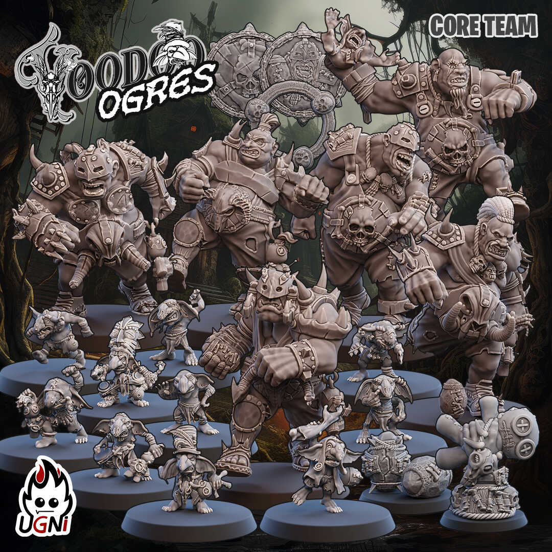 Voodoo Ogres - Equipo de fútbol Ogre Fantasy - 17 jugadores - Miniaturas Ugni