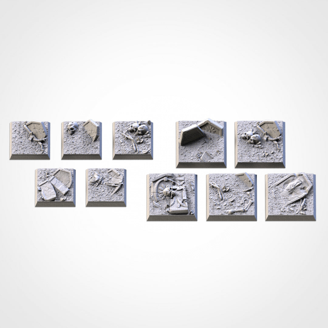 Quadratische Friedhofssockel | 25 mm | 30 mm | 40 mm | Txarli-Fabrik | Magnetisierbares, szenisch strukturiertes Quadrat