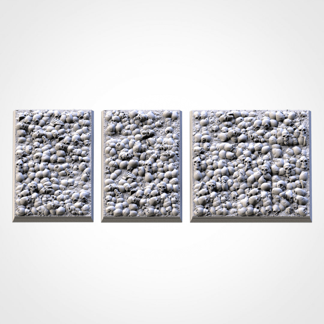 Death Skulls Square Bases | 20mm | 25mm | 40mm | Txarli Factory | Magnetizable Scenic Textured Square