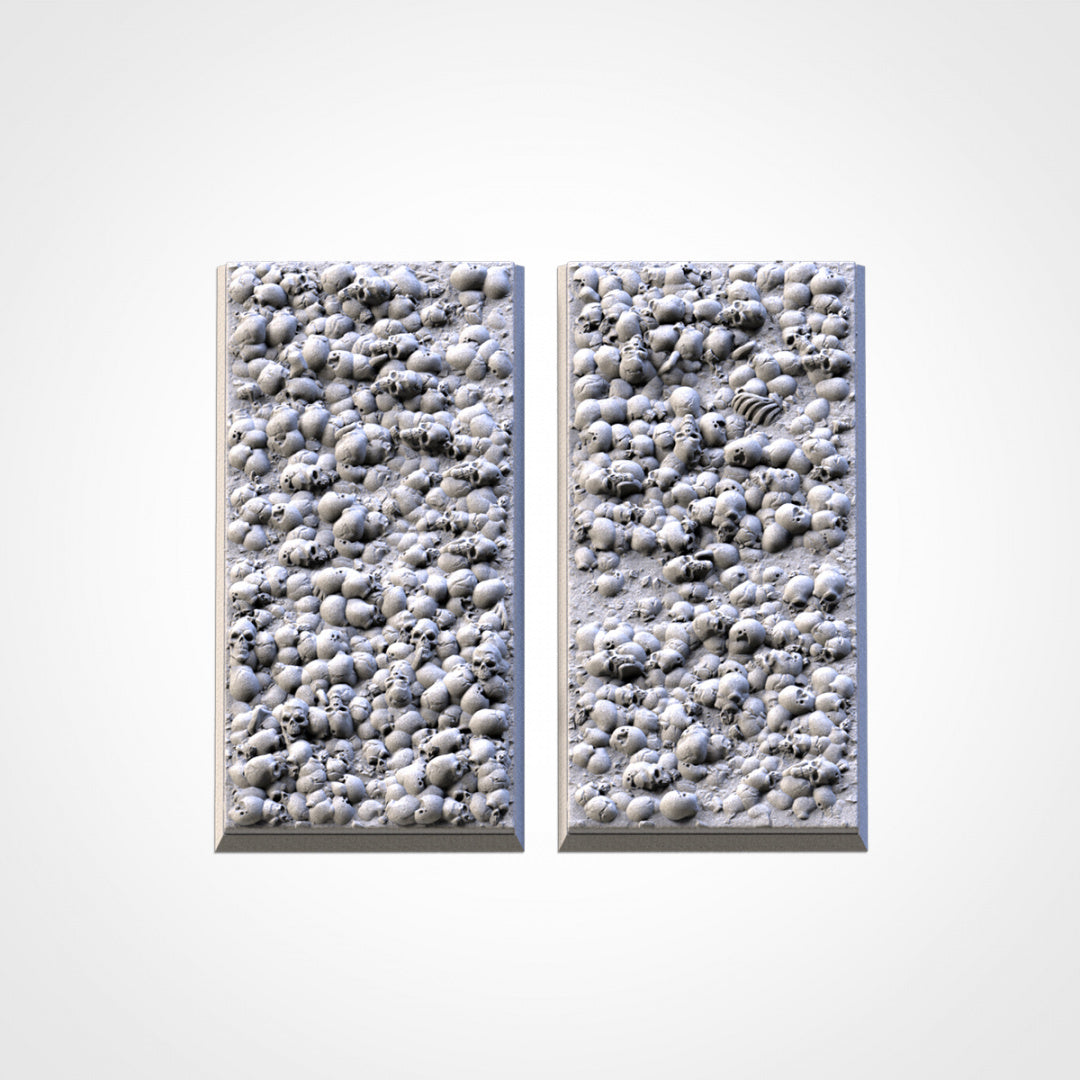 Quadratische Sockel mit Totenschädeln | 25 mm | 30 mm | 40 mm | Txarli-Fabrik | Magnetisierbares, szenisch strukturiertes Quadrat