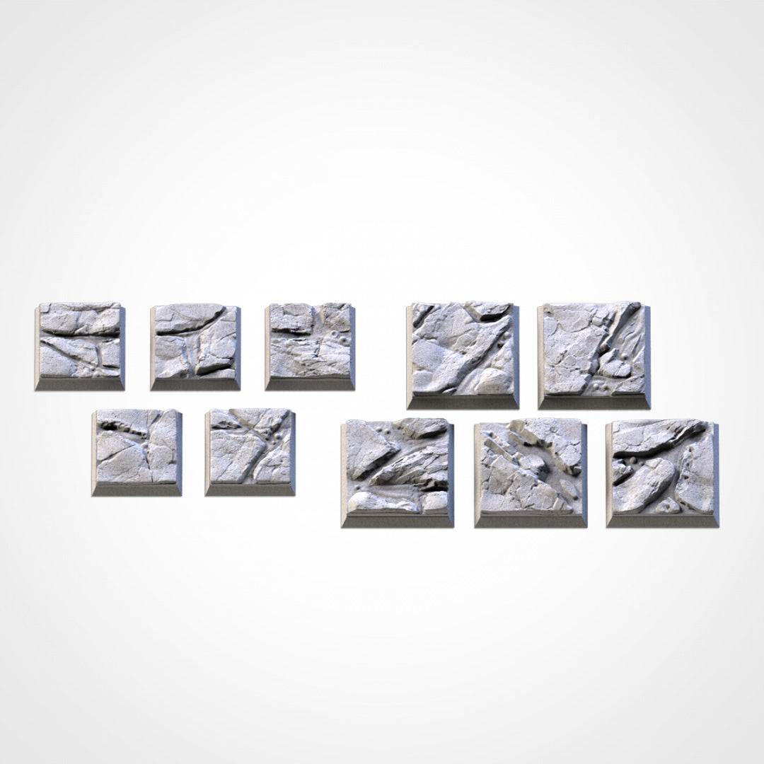 Volcanic Square Bases | 20mm | 25mm | 40mm | Txarli Factory | Magnetizable Scenic Textured Square