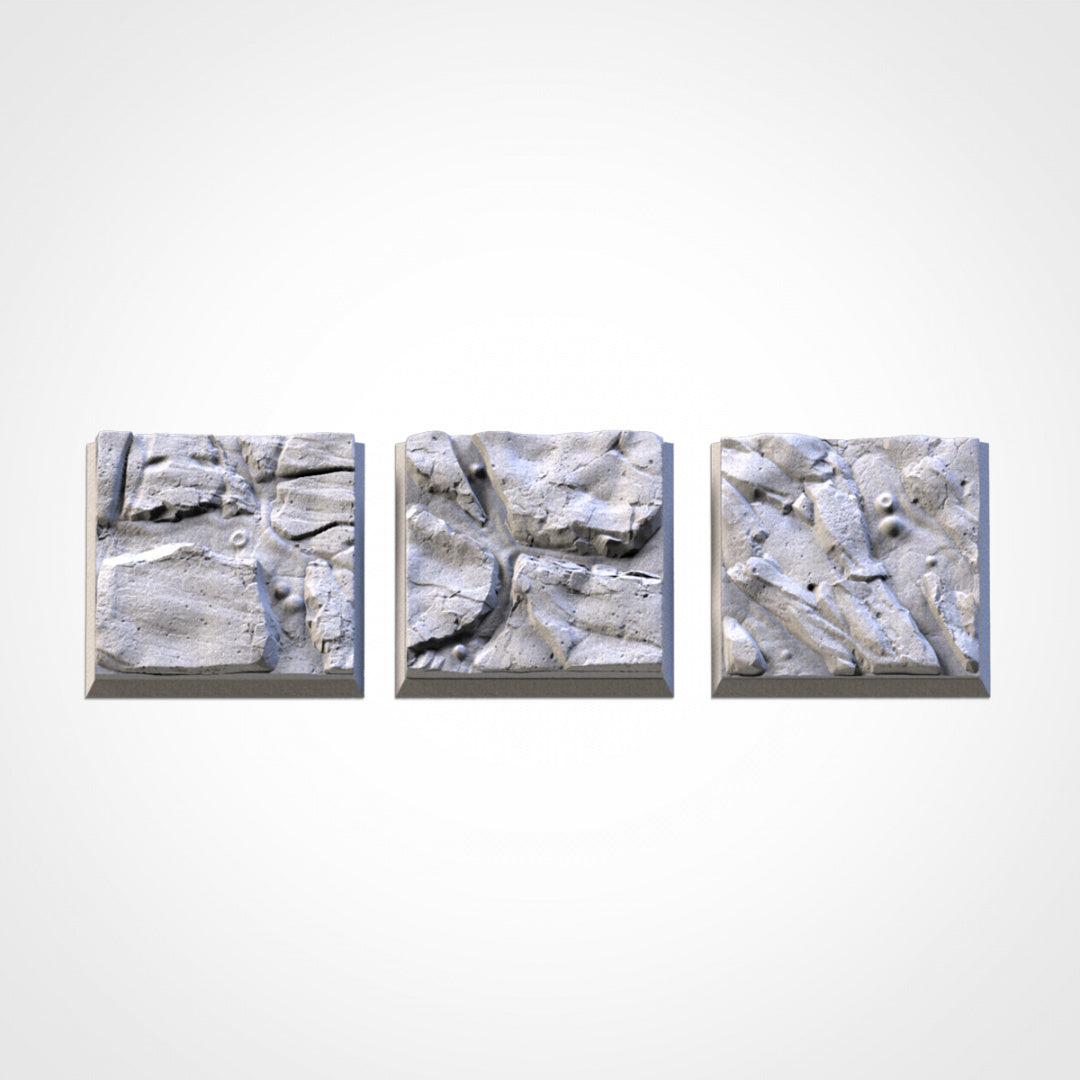 Volcanic Square Bases | 20mm | 25mm | 40mm | Txarli Factory | Magnetizable Scenic Textured Square
