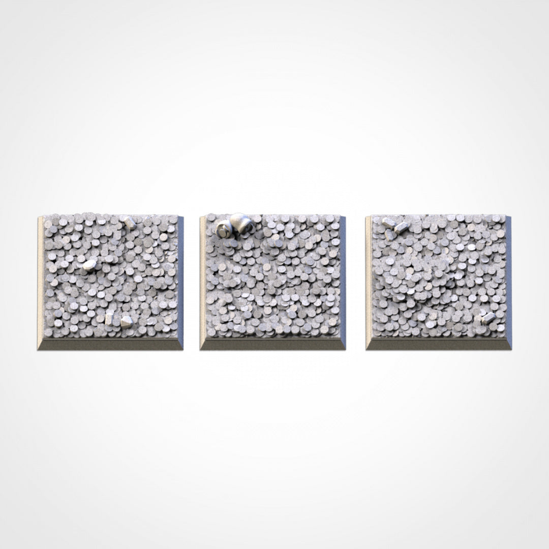 Quadratische Schatzbasen | 25 mm | 30 mm | 40 mm | Txarli-Fabrik | Magnetisierbares, szenisch strukturiertes Quadrat