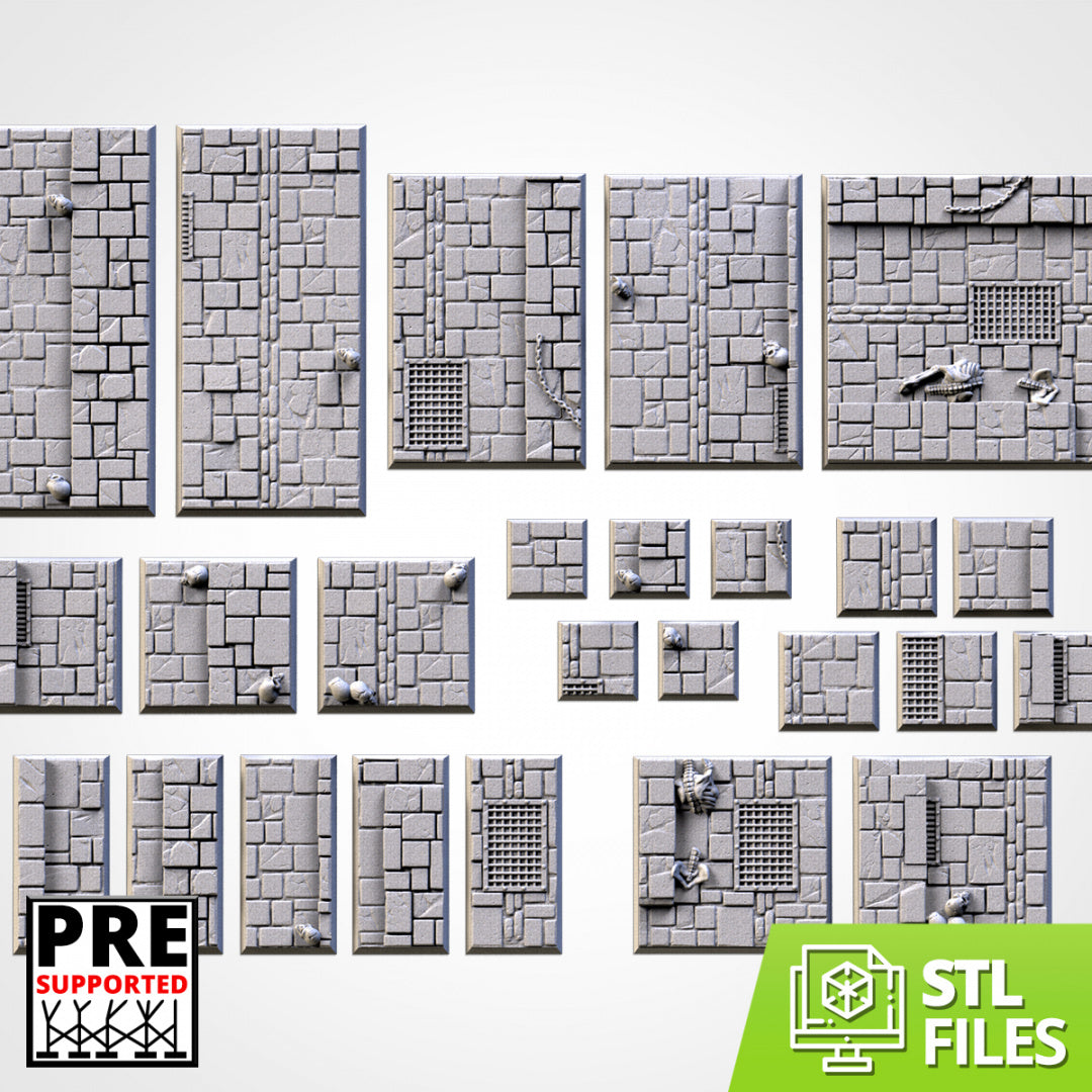Dungeon Square Bases | 25 mm | 30 mm | 40 mm | Txarli-Fabrik | Magnetisierbares, szenisch strukturiertes Quadrat