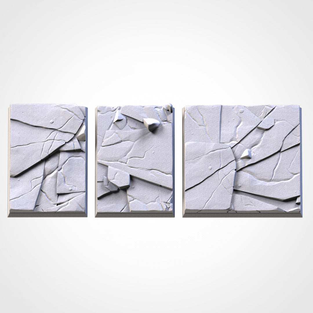 Quadratische Sockel „Frozen“ | 25 mm | 30 mm | 40 mm | Txarli-Fabrik | Magnetisierbares, szenisch strukturiertes Quadrat