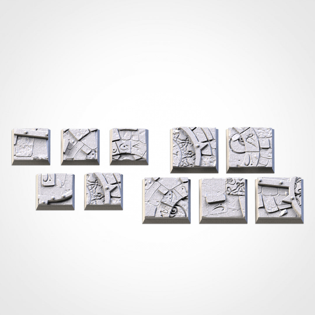 Sacred Temple Square Bases | 20mm | 25mm | 40mm | Txarli Factory | Magnetizable Scenic Textured Square