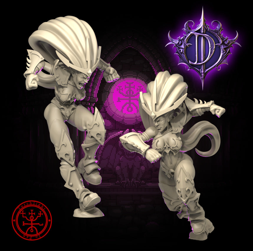 The Dark Daggers - Equipo de fútbol de fantasía Dark Elf - 15 jugadores - Miniaturas de antorchas