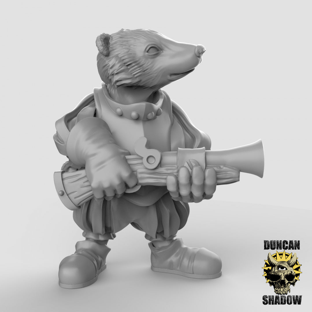 Badger Folk With Blunderbuss | Duncan Shadow | Compatible with Dungeons & Dragons and Pathfinder