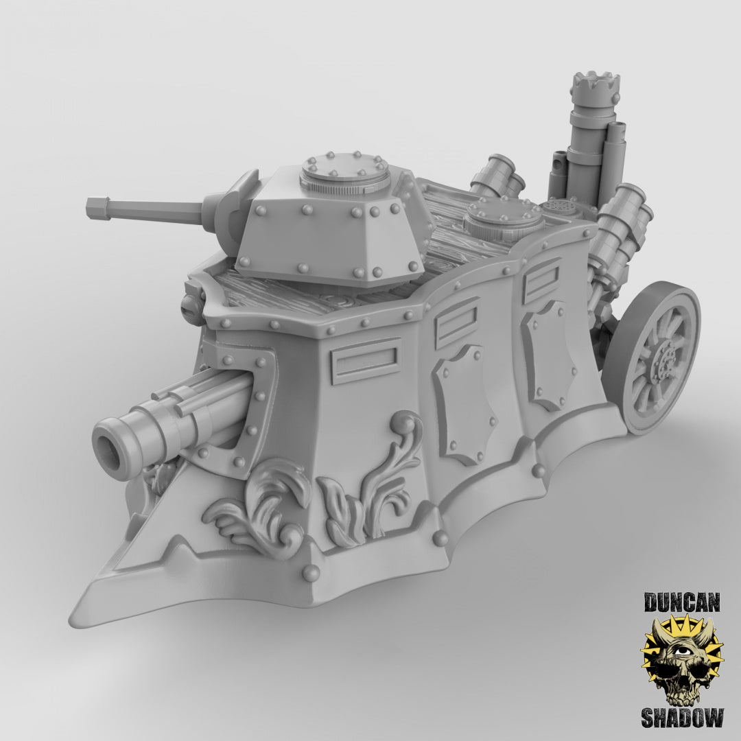 Steam Tank with Great Cannon | Duncan Shadow | Compatible with Dungeons & Dragons and Pathfinder