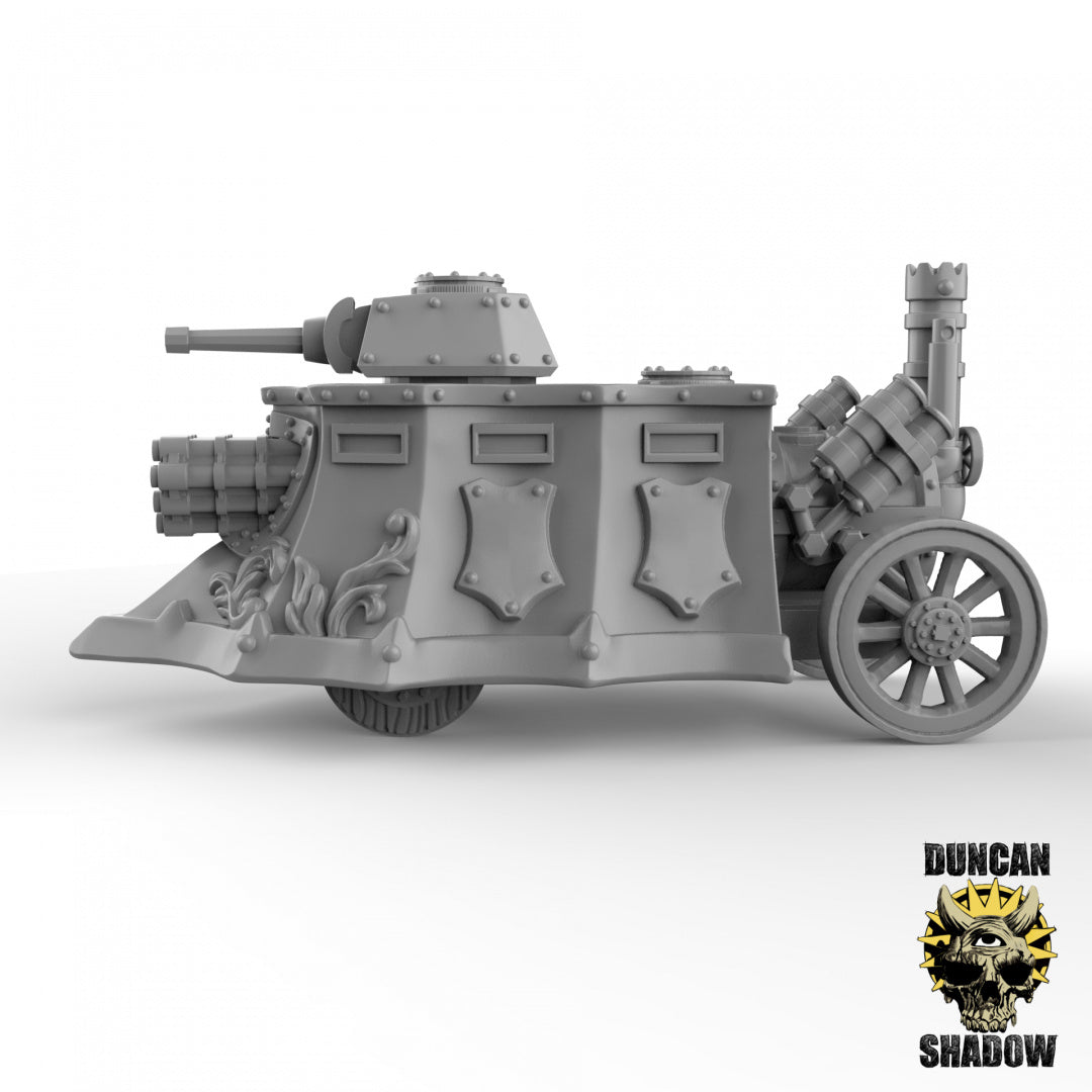 Steam Tank with Hull Volley Gun | Duncan Shadow | Compatible with Dungeons & Dragons and Pathfinder