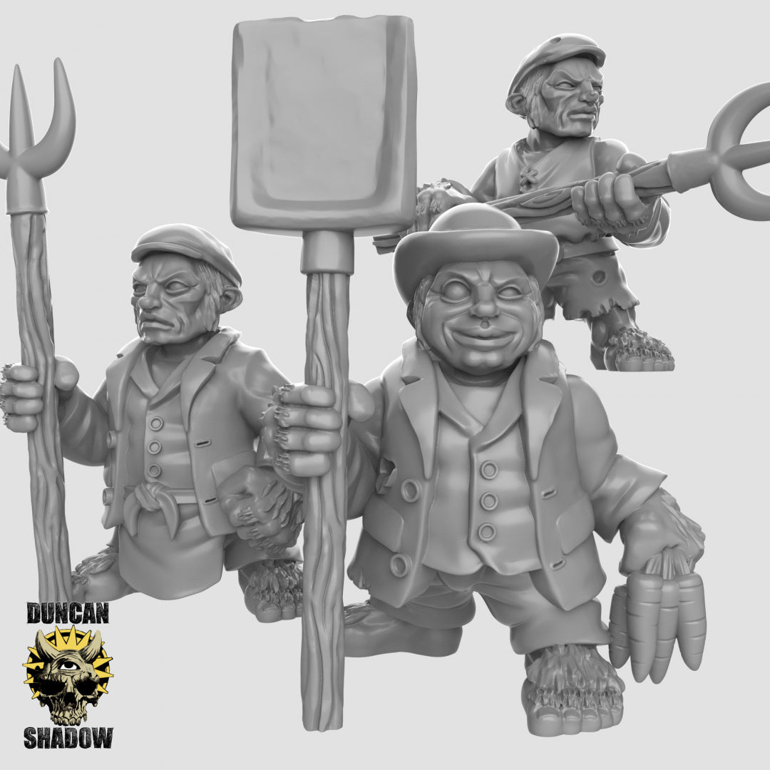 Halfling Rabble, Farmers | Duncan Shadow | Compatible with Dungeons & Dragons and Pathfinder