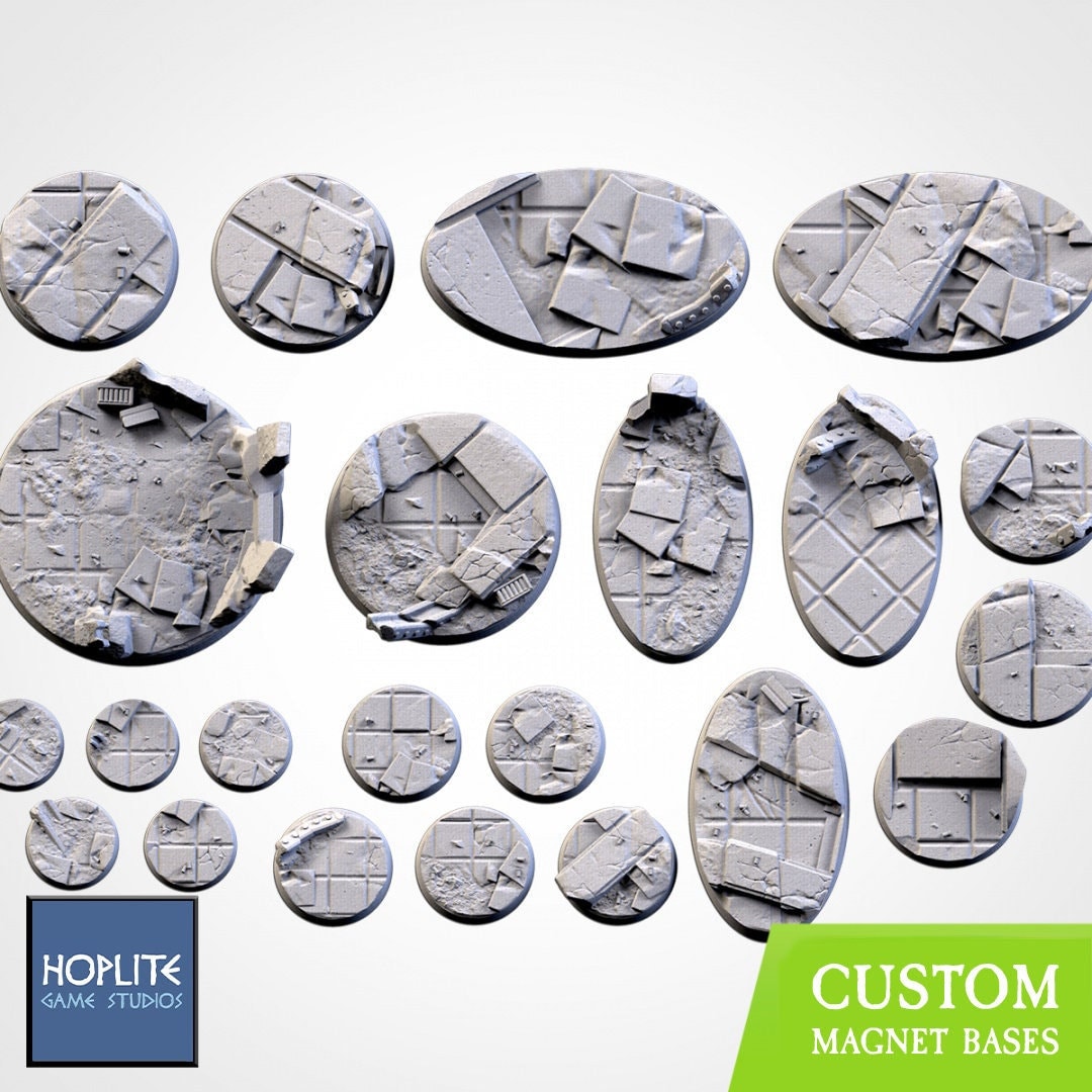 City Ruins Bases | 25mm | 32mm | 40mm | Txarli Factory | Magnetizable Scenic Textured Round