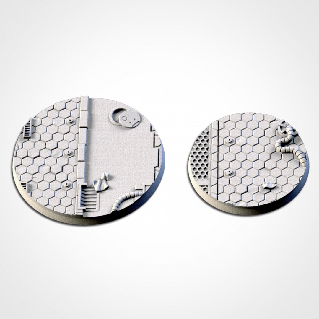 Scifi City Bases | 25mm | 32mm | 40mm | Txarli Factory | Magnetizable Scenic Textured Round