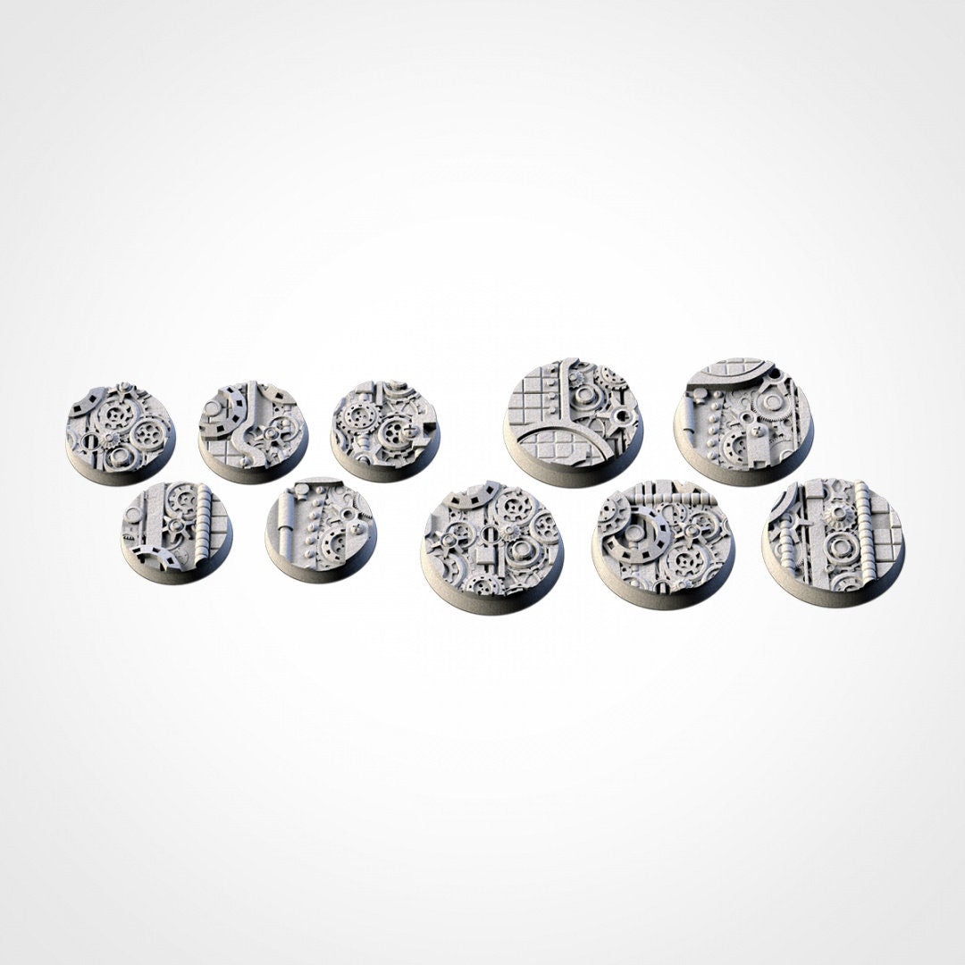 Steam Punk Bases | 25mm | 32mm | 40mm | Txarli Factory | Magnetizable Scenic Textured Round