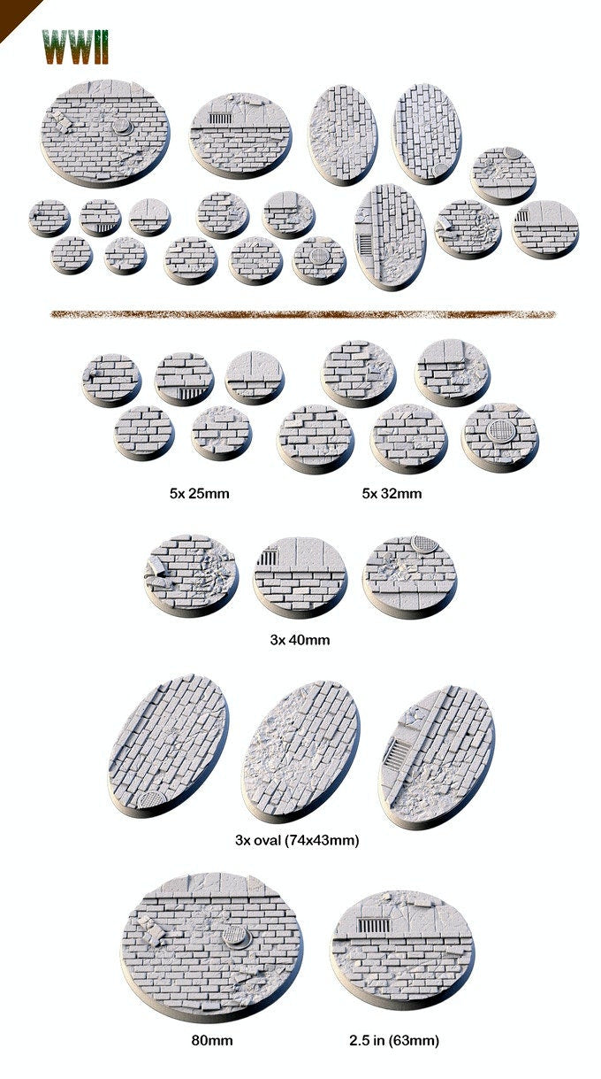 Bases de la Segunda Guerra Mundial | 25 mm | 32 mm | 40 mm | Fábrica de Txarli | Redondo texturizado escénico magnetizable