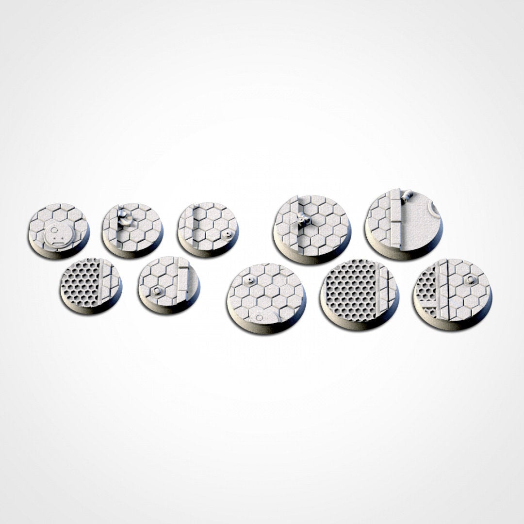 Scifi City Bases | 25mm | 32mm | 40mm | Txarli Factory | Magnetizable Scenic Textured Round