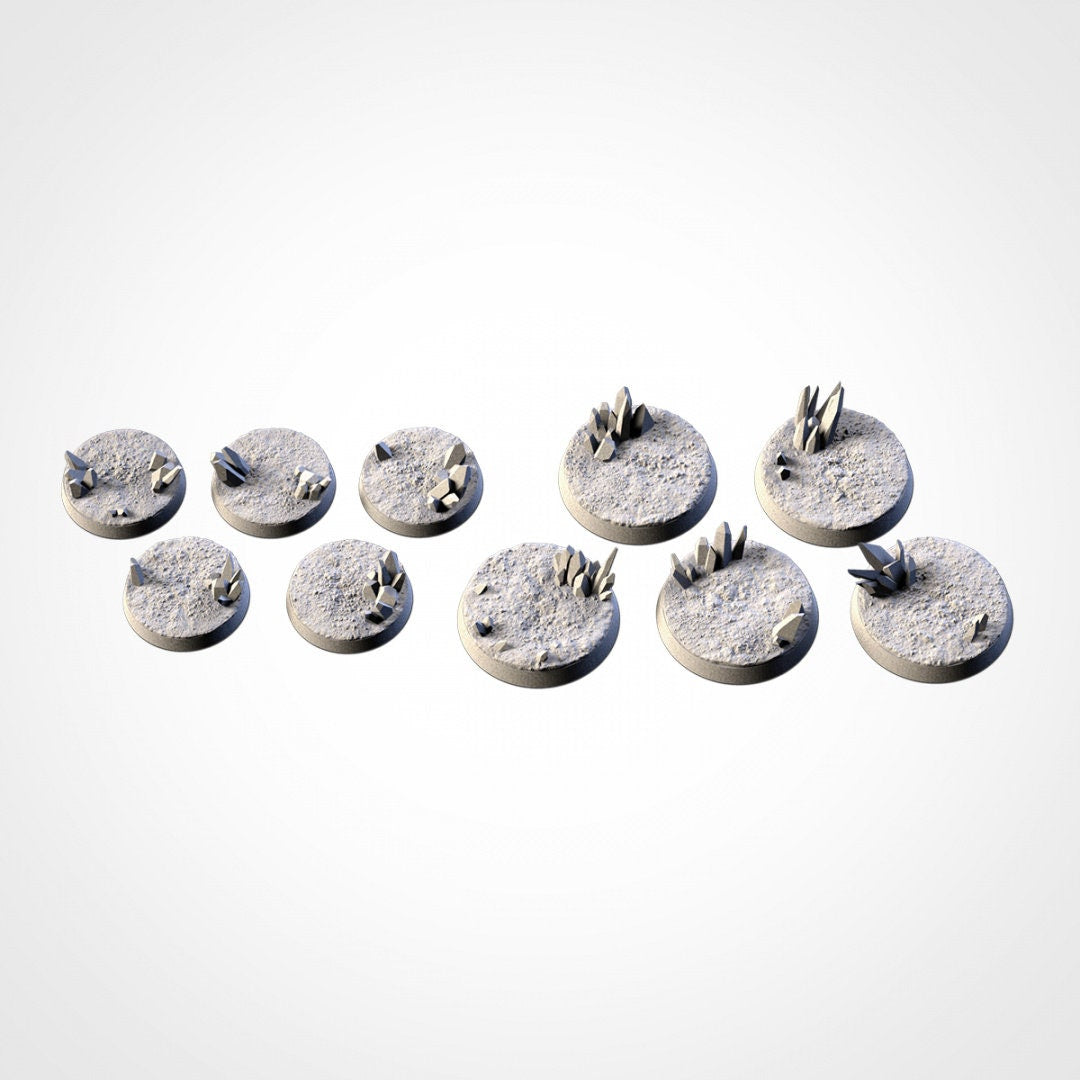 Crystal Xenos Bases | 25mm | 32mm | 40mm | Txarli Factory | Magnetizable Scenic Textured Round