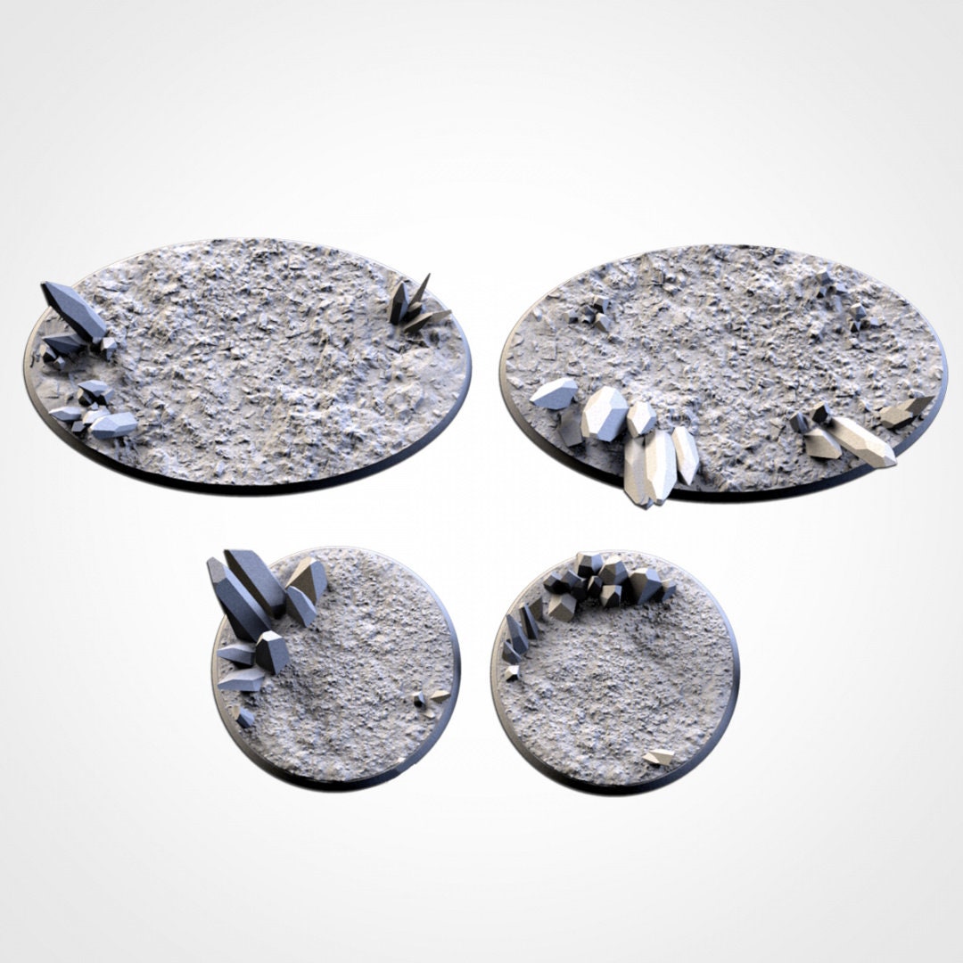 Crystal Xenos Bases | 25mm | 32mm | 40mm | Txarli Factory | Magnetizable Scenic Textured Round