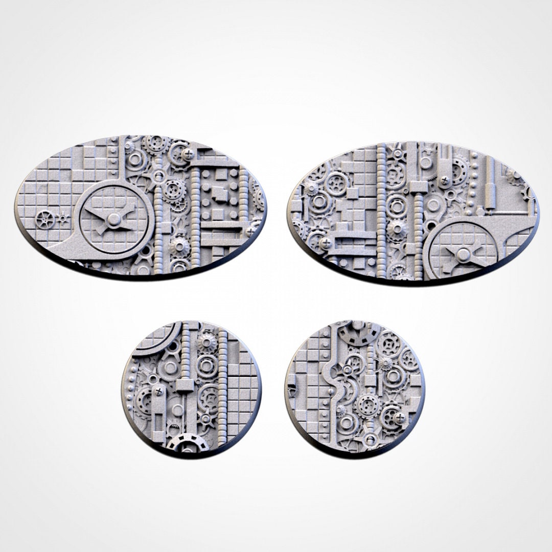 Steam Punk Bases | 25mm | 32mm | 40mm | Txarli Factory | Magnetizable Scenic Textured Round