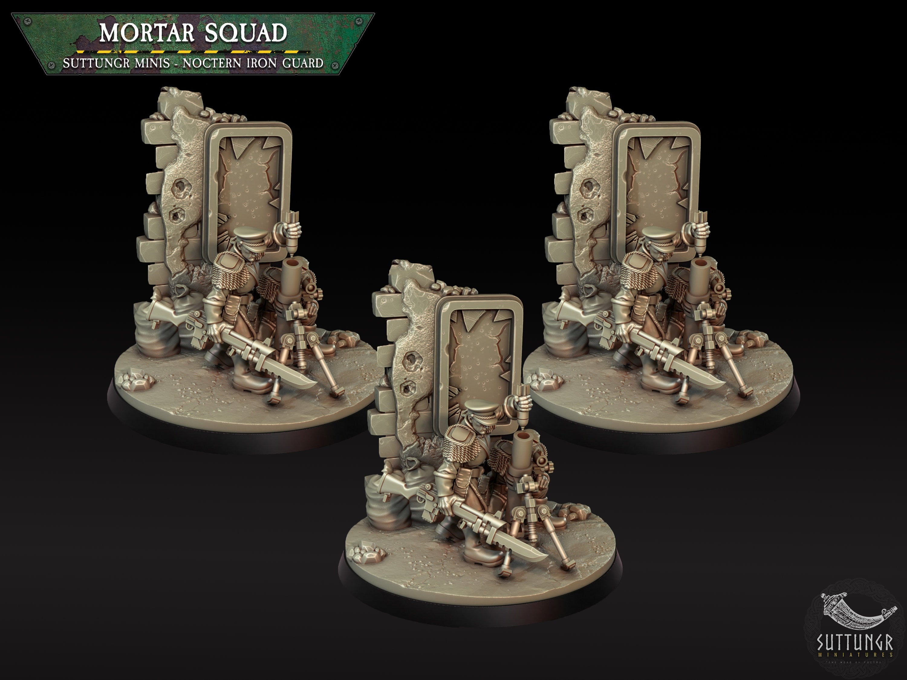 Equipo de mortero - Guardia de Hierro Noctern - Mordian - Grimdark Future - Suttungr Miniatures