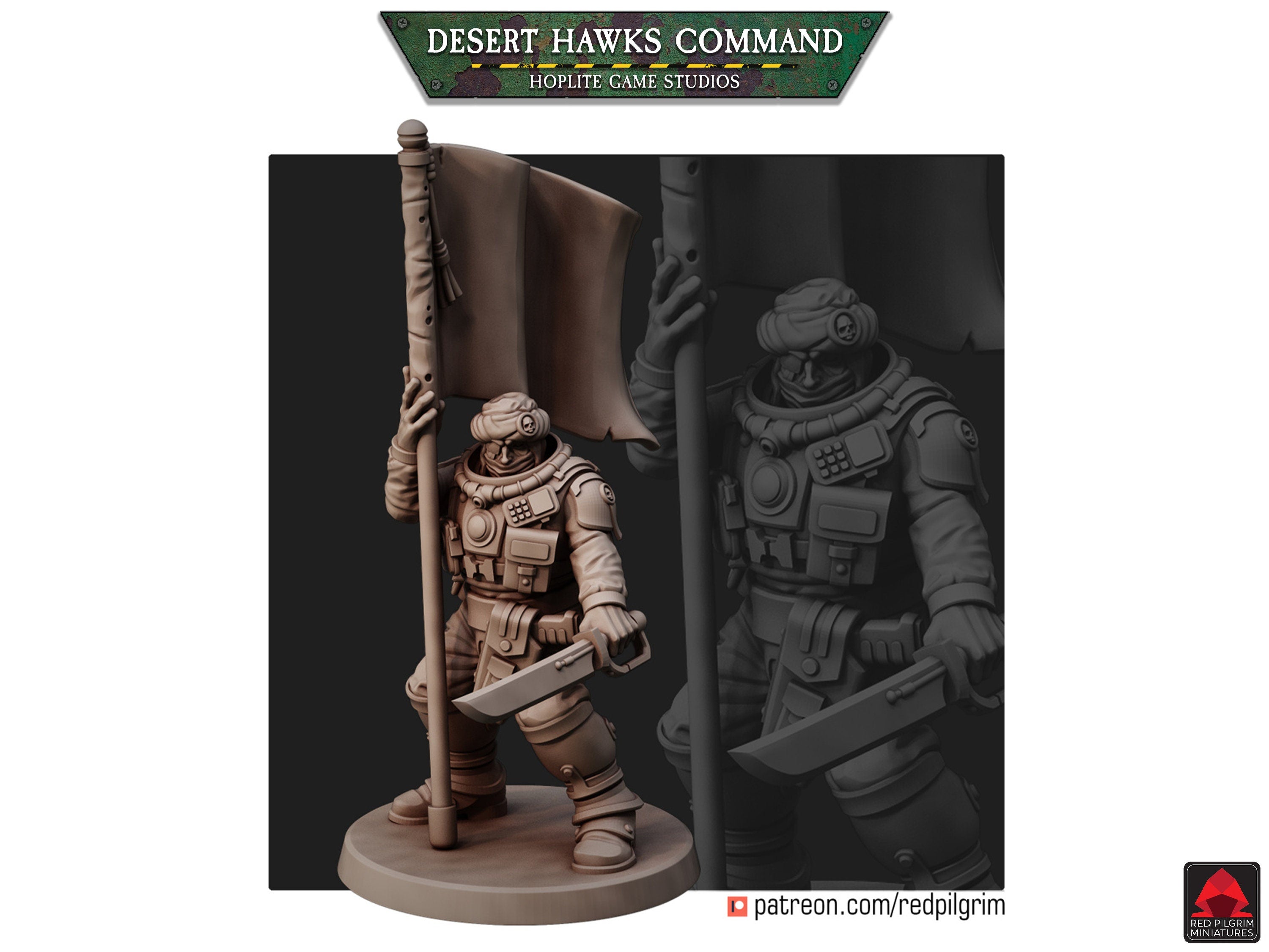 Escuadrón de mando de los Desert Hawks | Miniaturas del Peregrino Rojo | 32mm