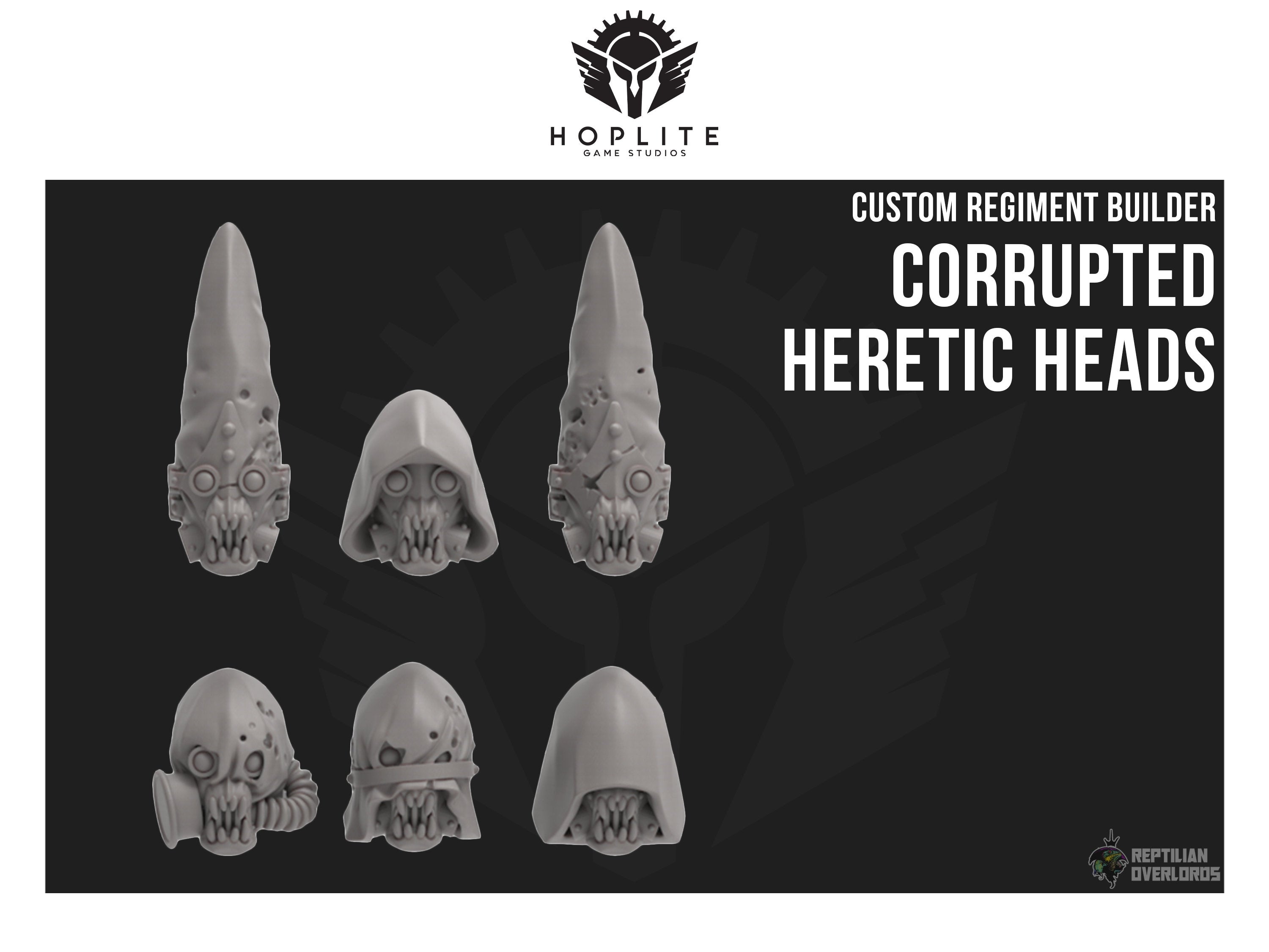 Parts: Corrupted Heretic Helmets (x20) | Reptilian Overlords | 28mm