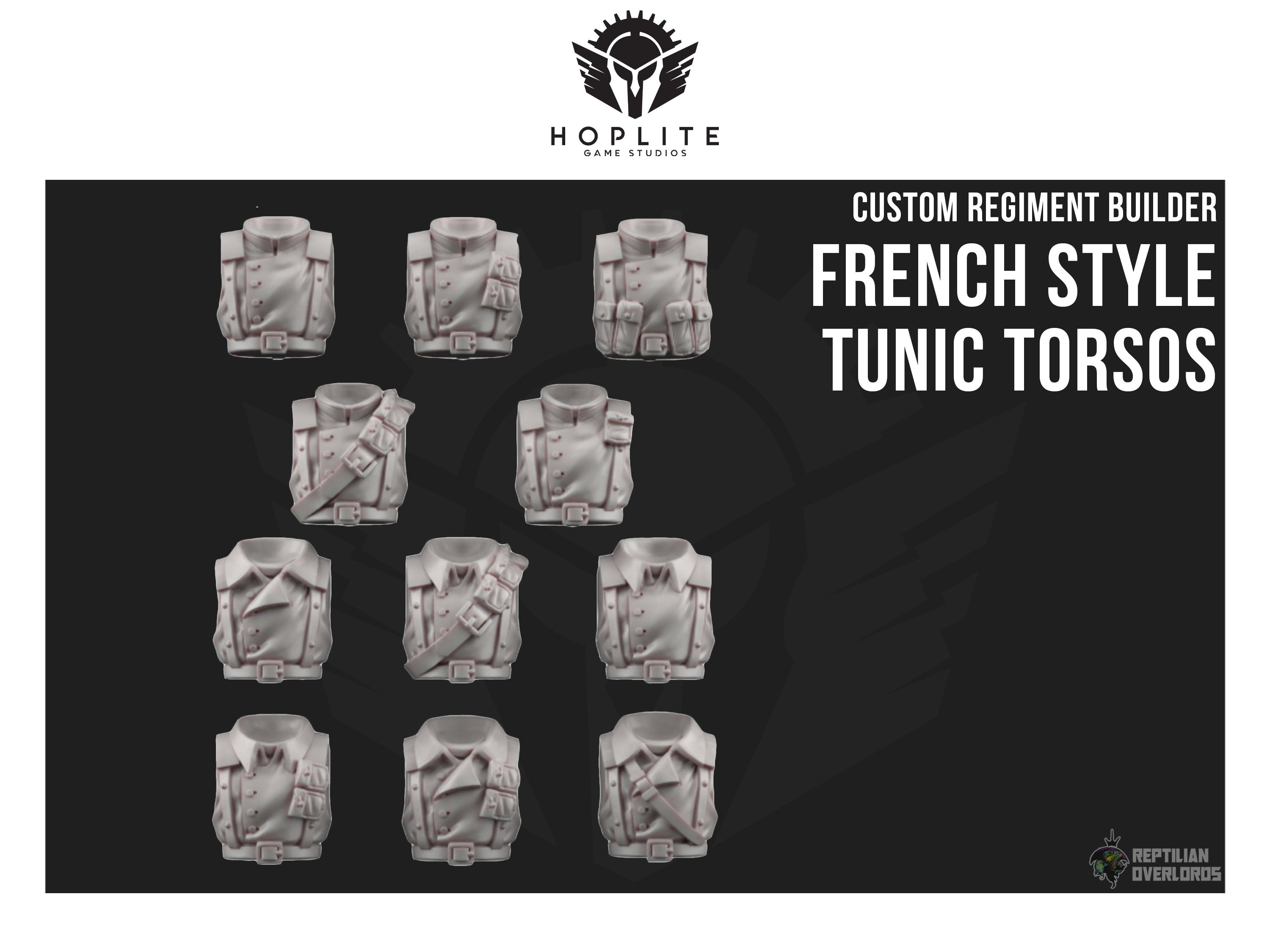 Teile: Tunika-Torsos im französischen Stil (x10) | Reptilian Overlords | 32 mm