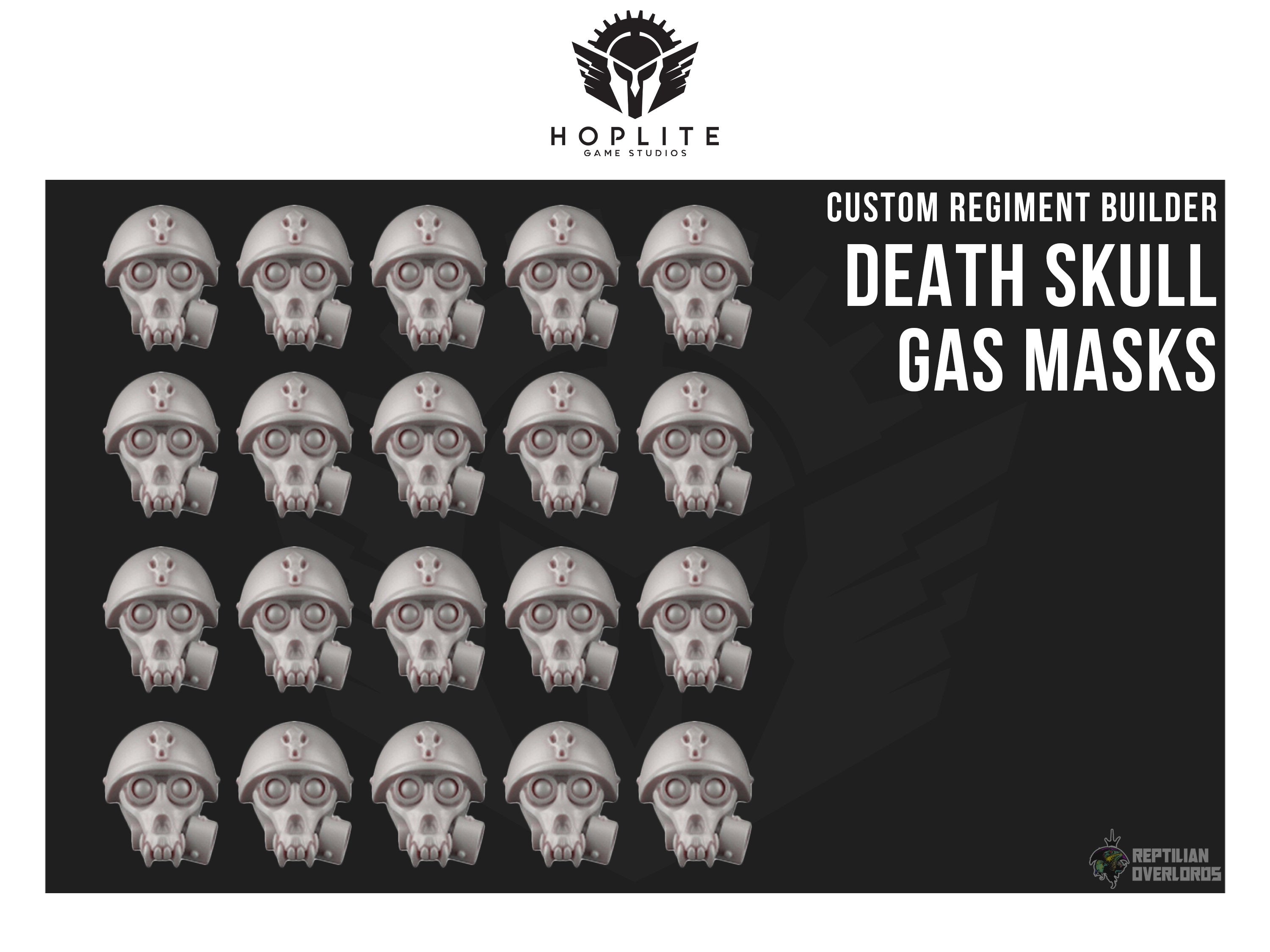 Parts: Death Skull Gas Mask Helmets (x20) | Reptilian Overlords | 28mm