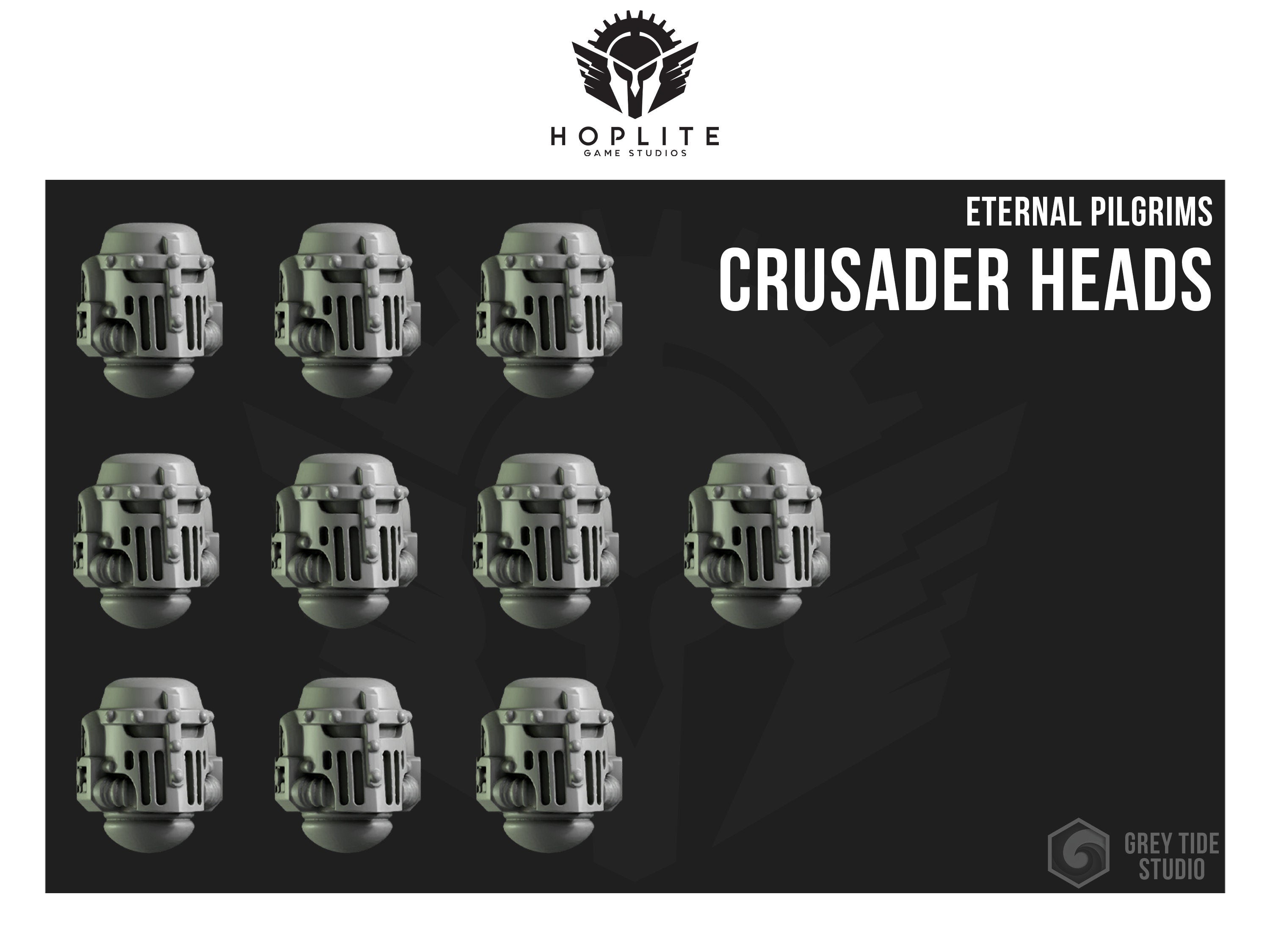 Crusader Heads "D" (x10) | Grey Tide Studios | Eternal Pilgrims | Conversion Parts & Bits