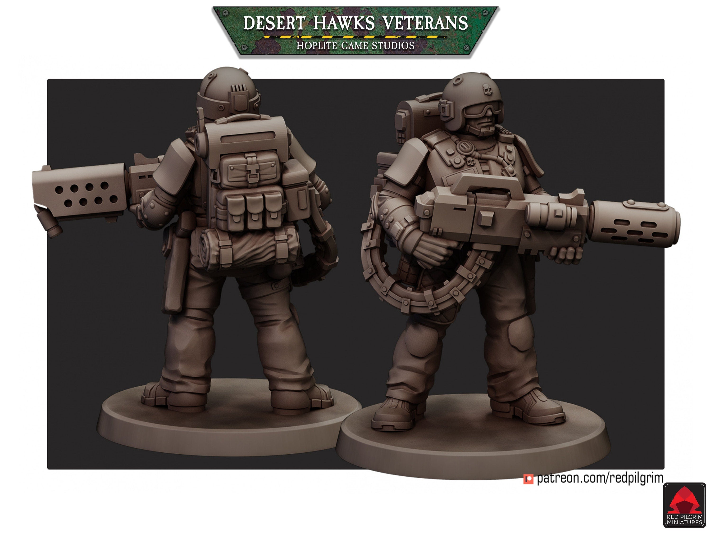 Veteranos de los Desert Hawks | Miniaturas del Peregrino Rojo | 32mm