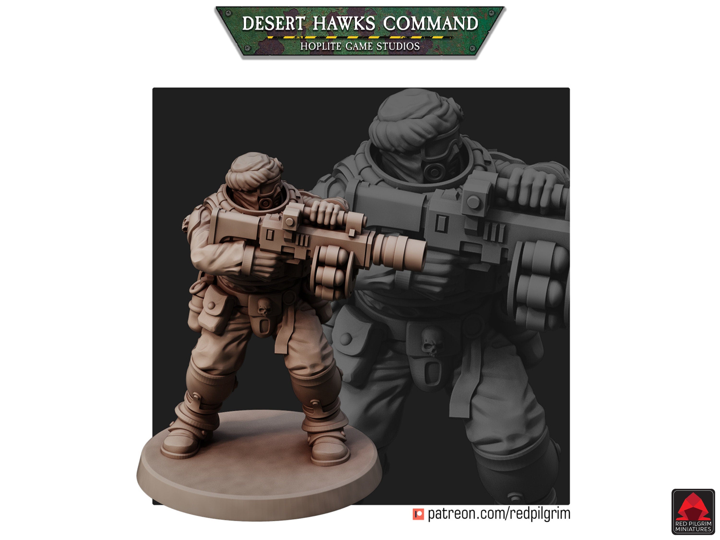 Escuadrón de mando de los Desert Hawks | Miniaturas del Peregrino Rojo | 32mm