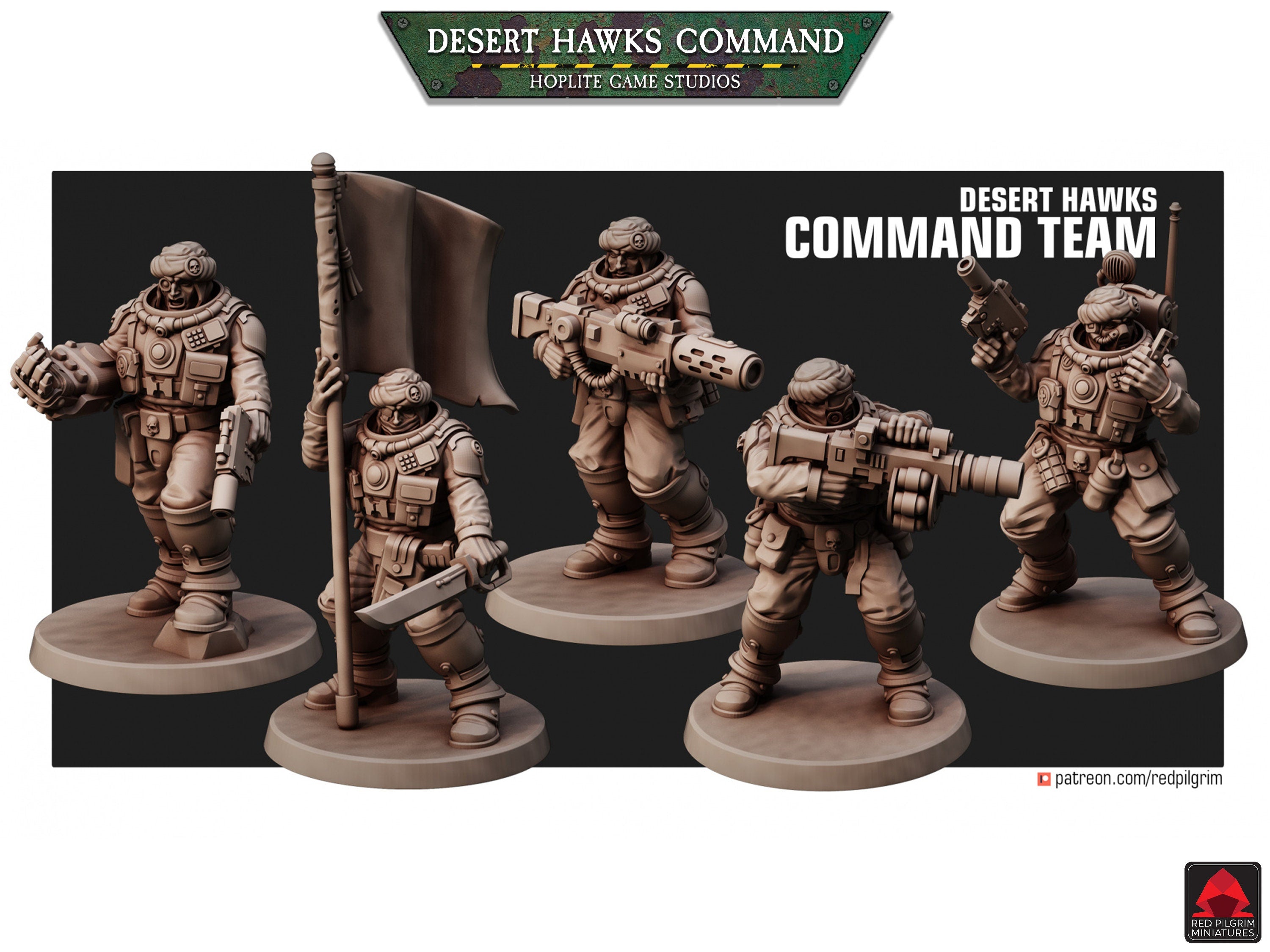 Desert Hawks Command Squad | Red Pilgrim Miniatures | 32mm