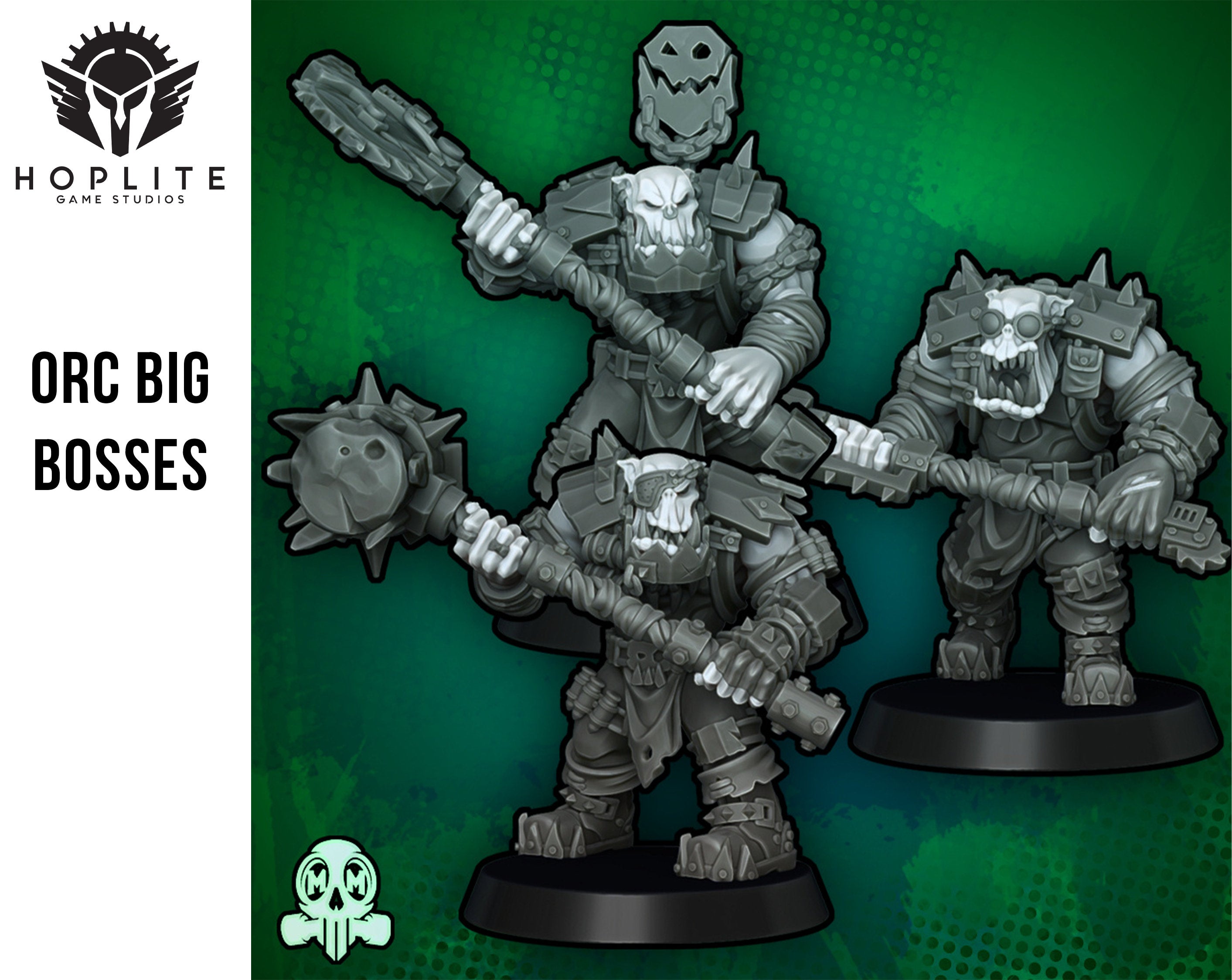 Orc Big Bosses with Heavy Weapons | Space Orcs | Greenskin Orks |Malicious Miniatures