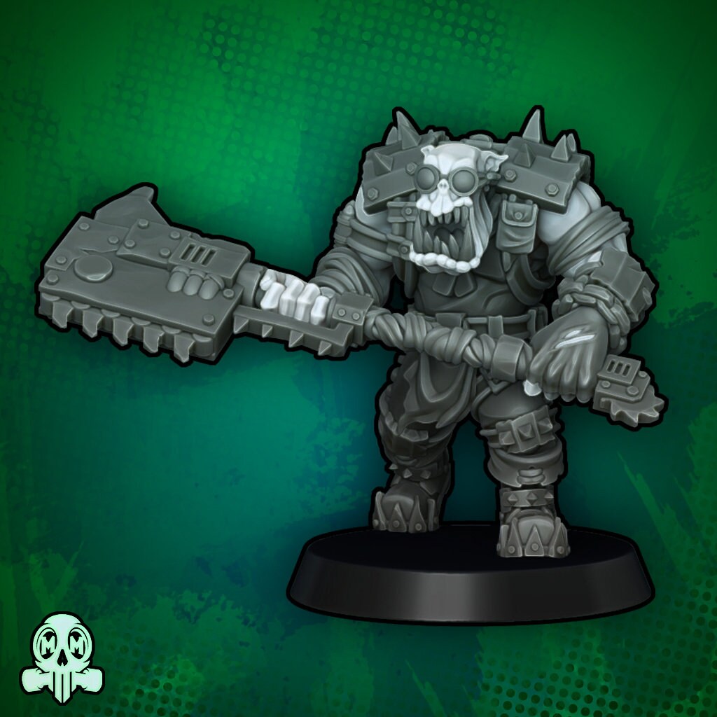 Orc Big Bosses with Heavy Weapons | Space Orcs | Greenskin Orks |Malicious Miniatures