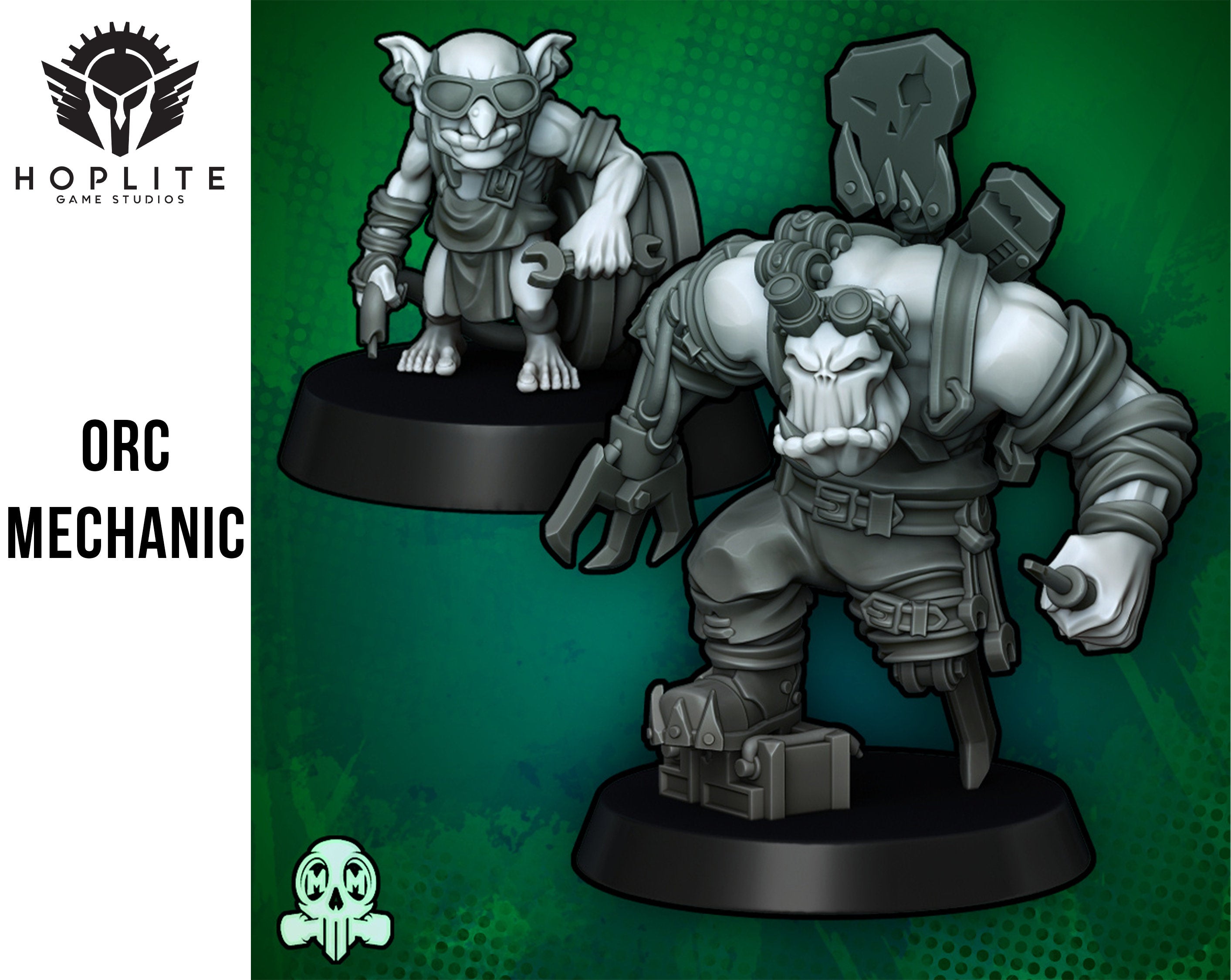 Orc Mechanic & Goblin Sidekick | Space Orcs | Greenskin Orks |Malicious Miniatures