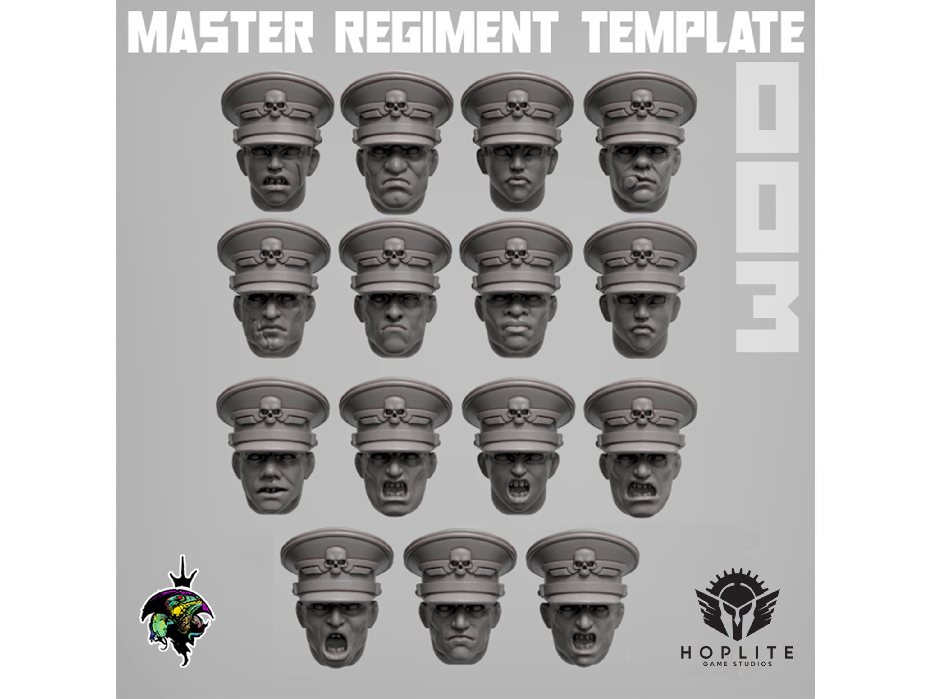 Parts: Master Regiment Template: Parade Caps (x20) | Reptilian Overlords | 28mm