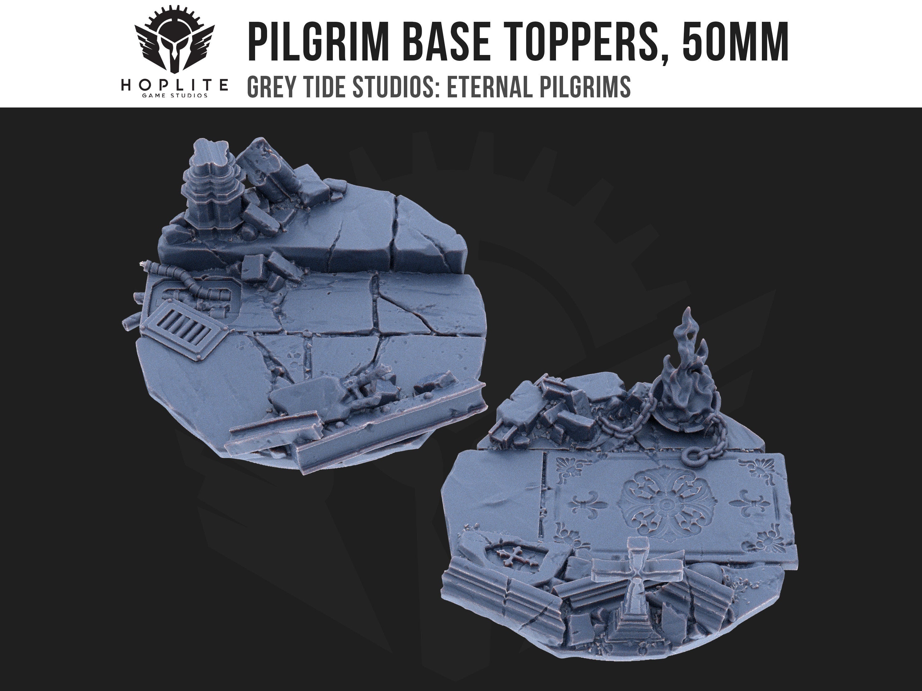 Pilgrim-Basisaufsätze, 50 mm (x2) | Grey Tide Studios | Eternal Pilgrims | Umbauteile und Bits