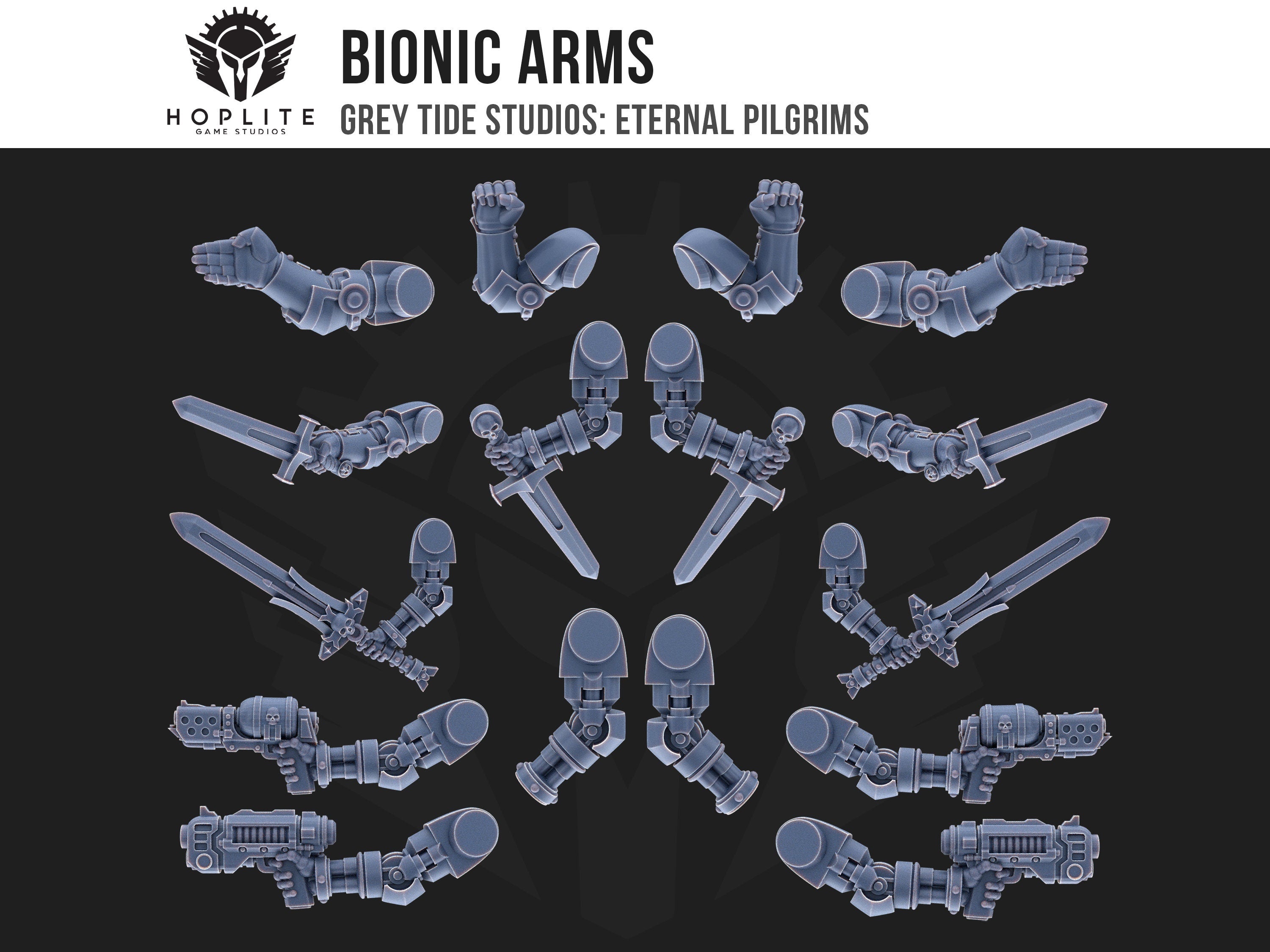 Bionic Arms (x16) | Grey Tide Studios | Eternal Pilgrims | Conversion Parts & Bits