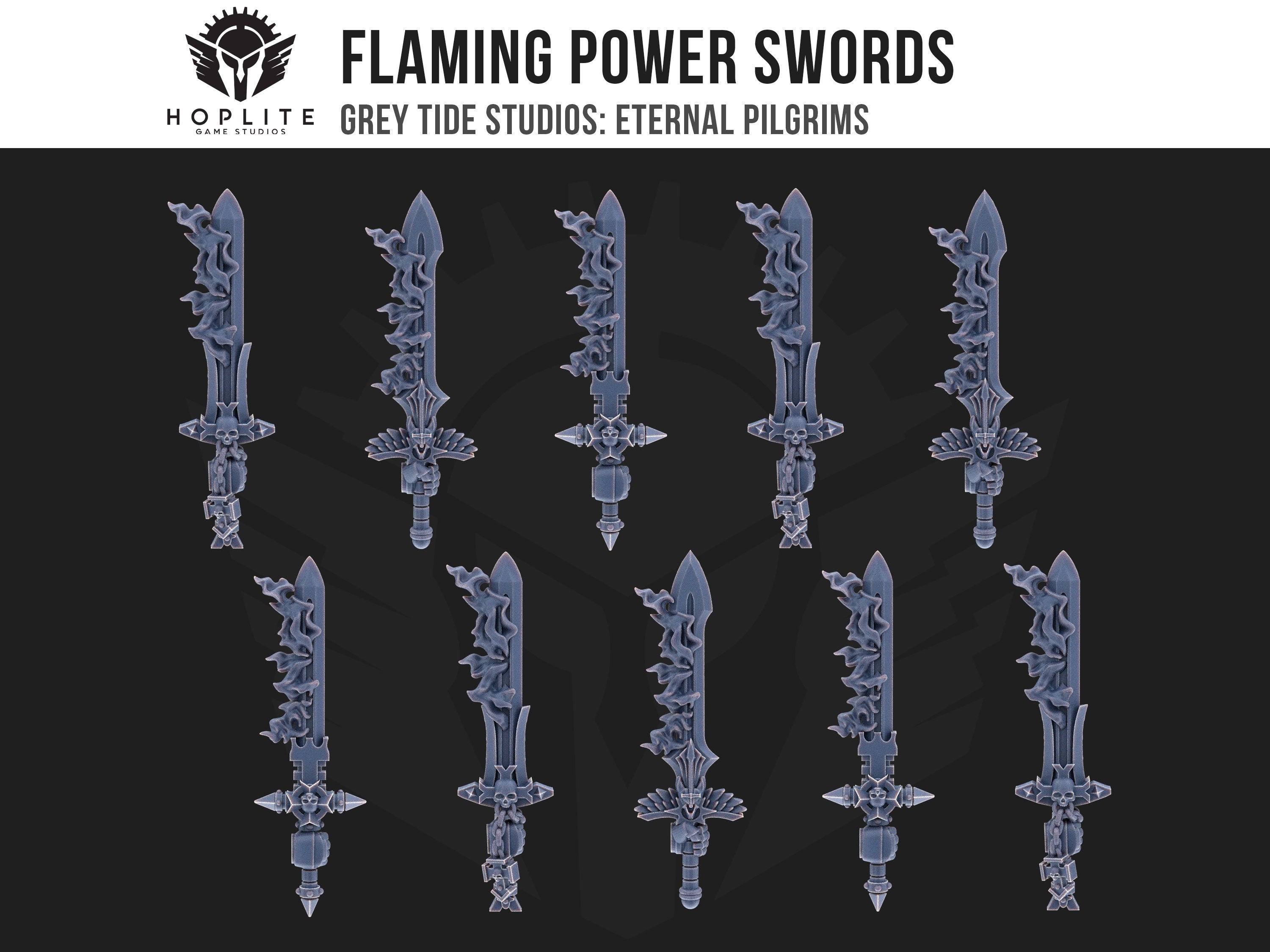 Flaming Power Swords (x10) | Grey Tide Studios | Eternal Pilgrims | Conversion Parts & Bits