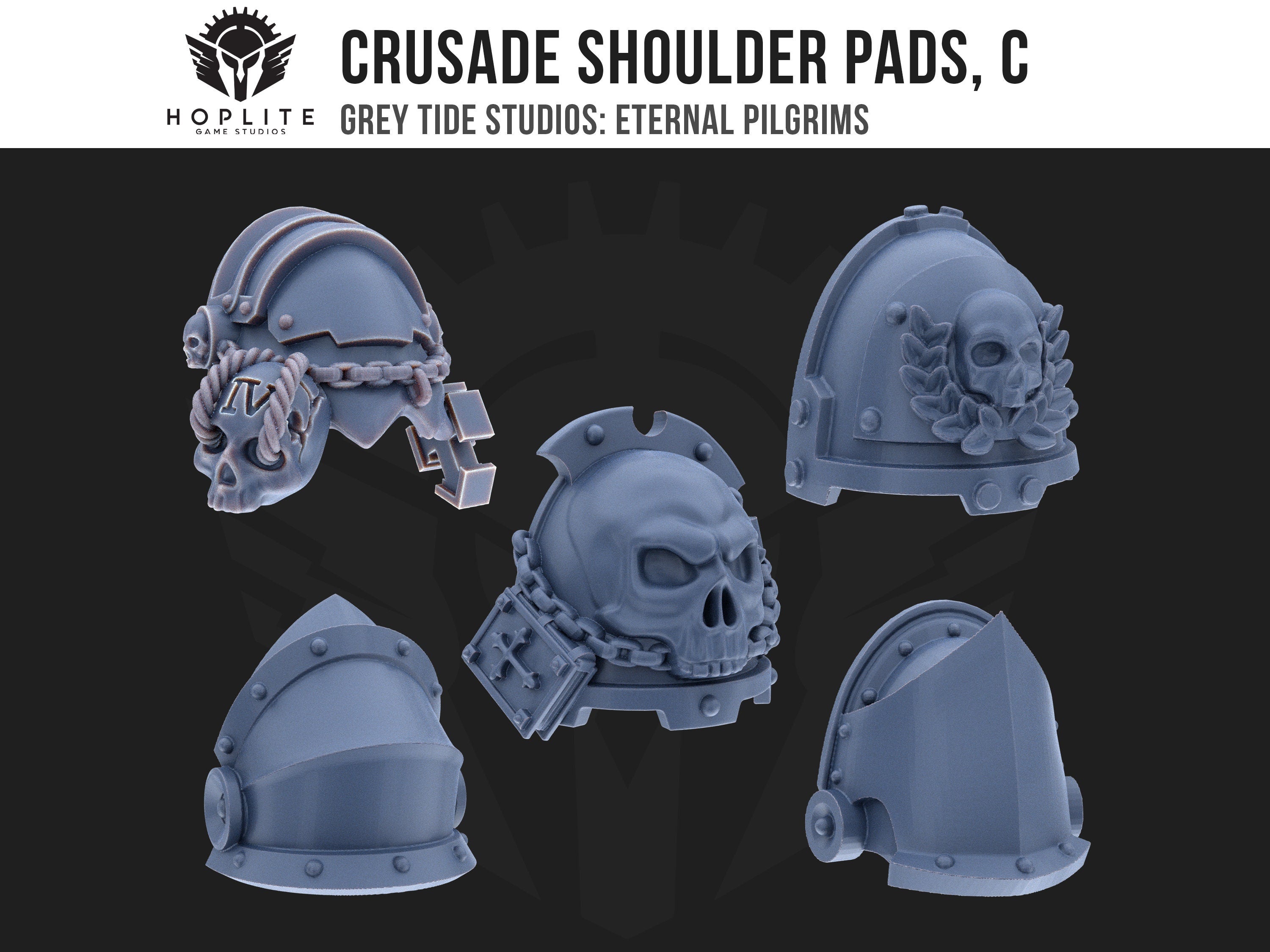 Crusade Shoulder Pads, C (x10) | Grey Tide Studios | Eternal Pilgrims | Conversion Parts & Bits