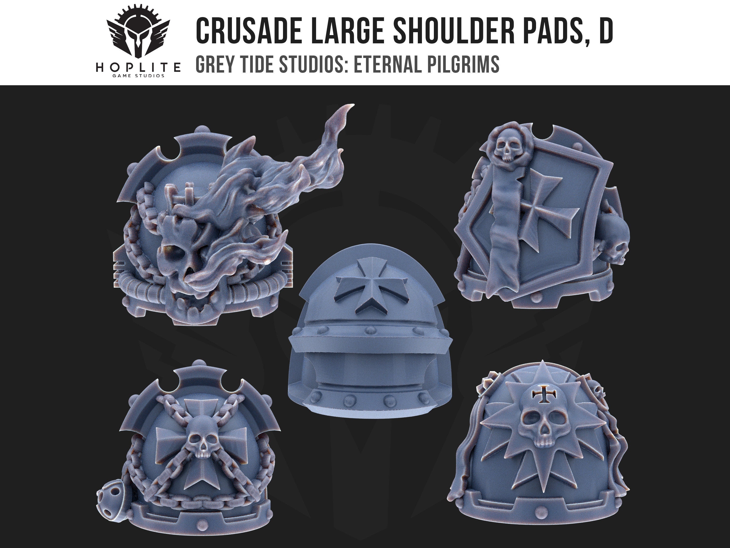Crusade Large Shoulder Pads, D (x10) | Grey Tide Studios | Eternal Pilgrims | Conversion Parts & Bits