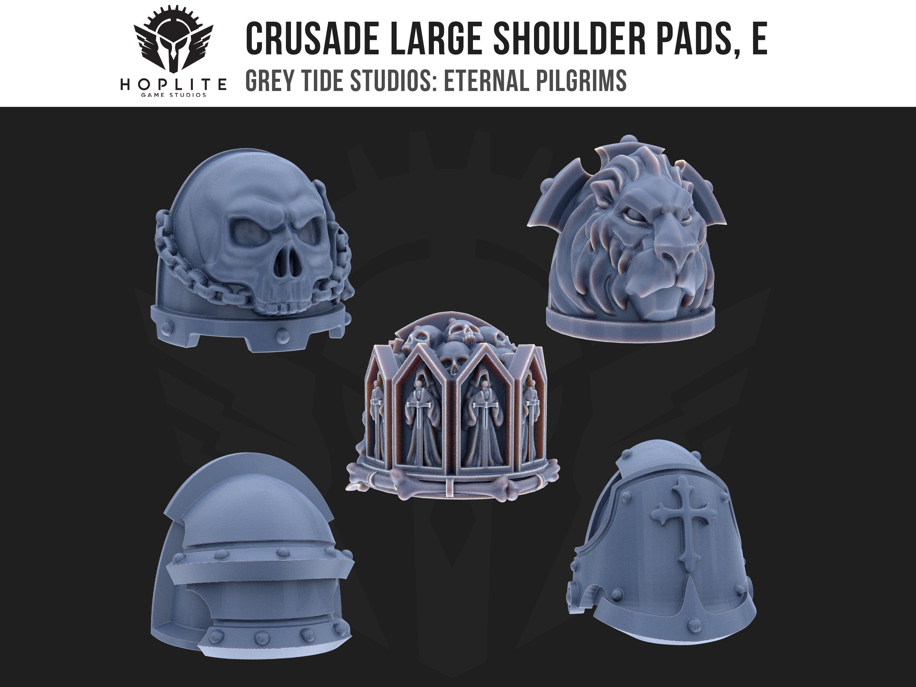 Crusade Large Shoulder Pads, E (x10) | Grey Tide Studios | Eternal Pilgrims | Conversion Parts & Bits