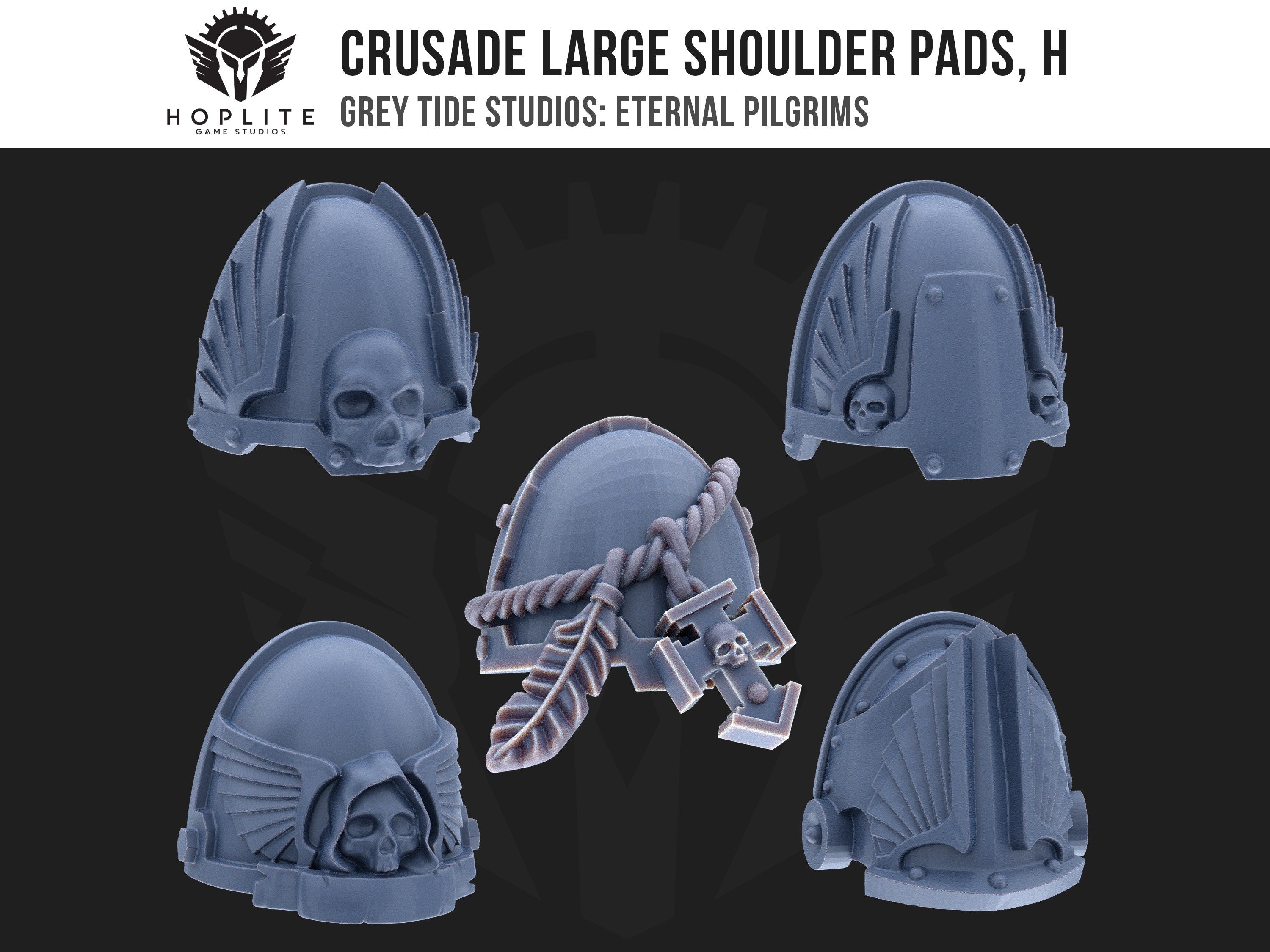 Crusade Large Shoulder Pads, H (x10) | Grey Tide Studios | Eternal Pilgrims | Conversion Parts & Bits