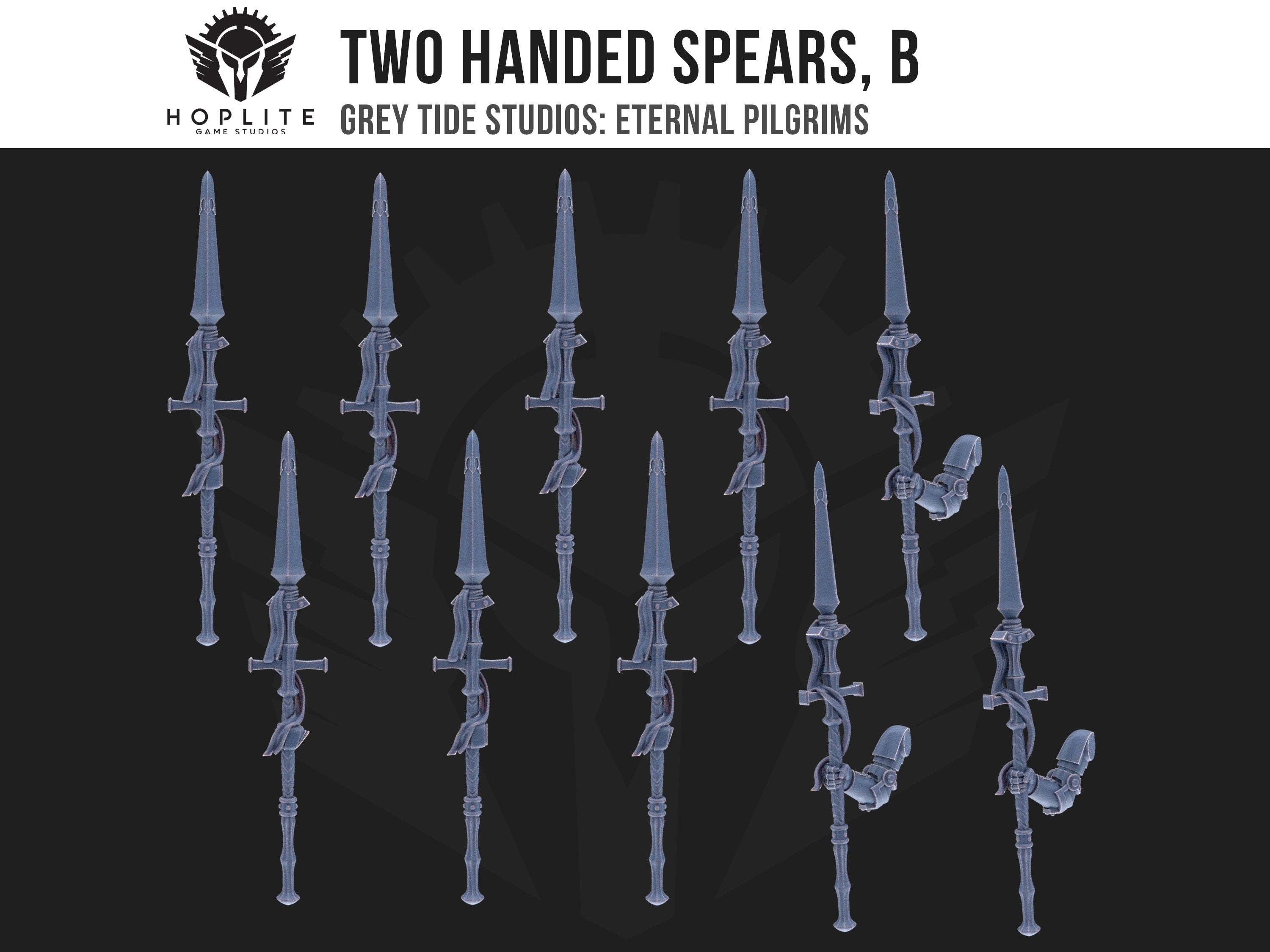 Two Handed Spears, B (x10) | Grey Tide Studios | Eternal Pilgrims | Conversion Parts & Bits