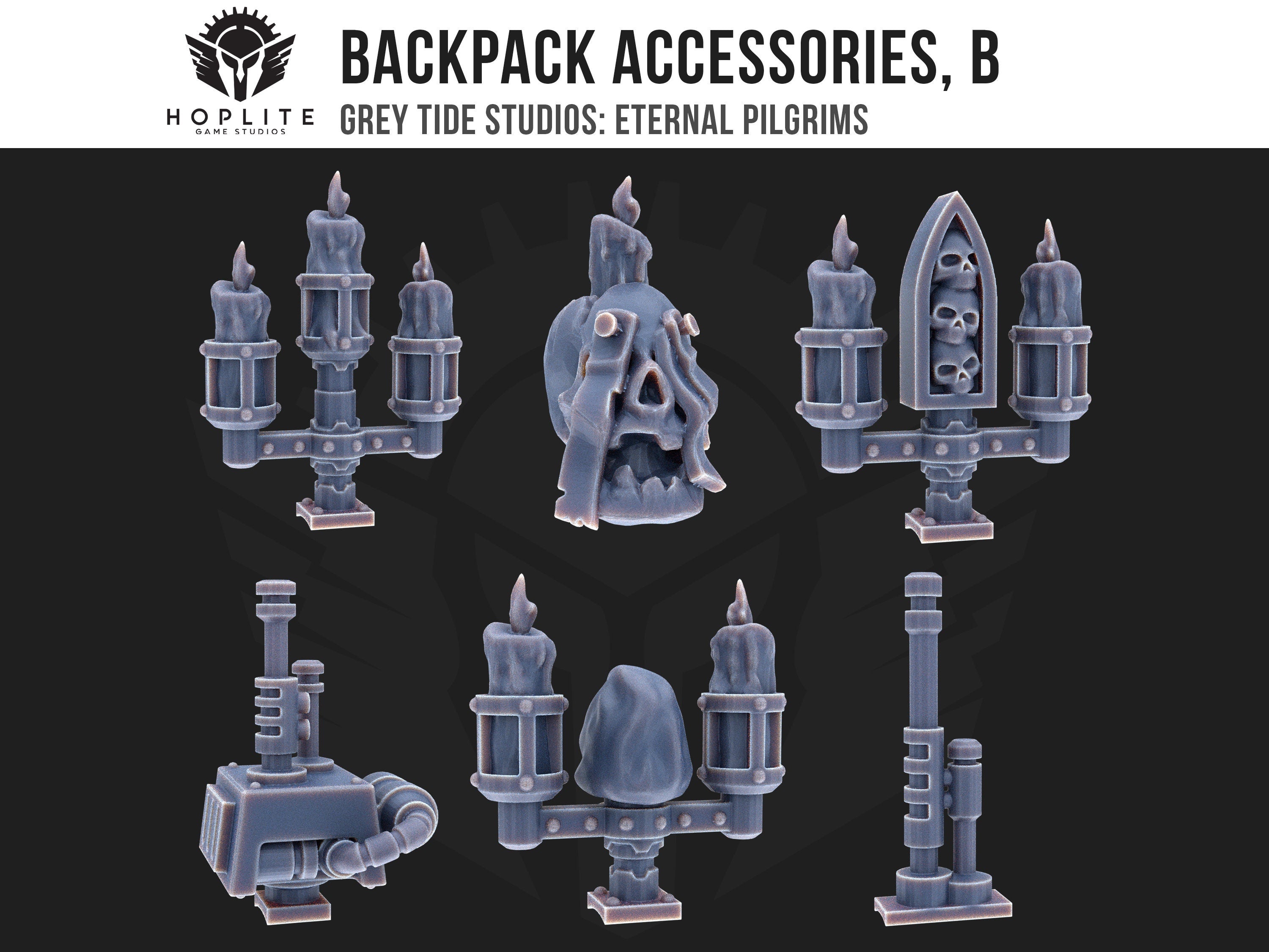 Crusade Backpack Accessories, B (x10) | Grey Tide Studios | Eternal Pilgrims | Conversion Parts & Bits
