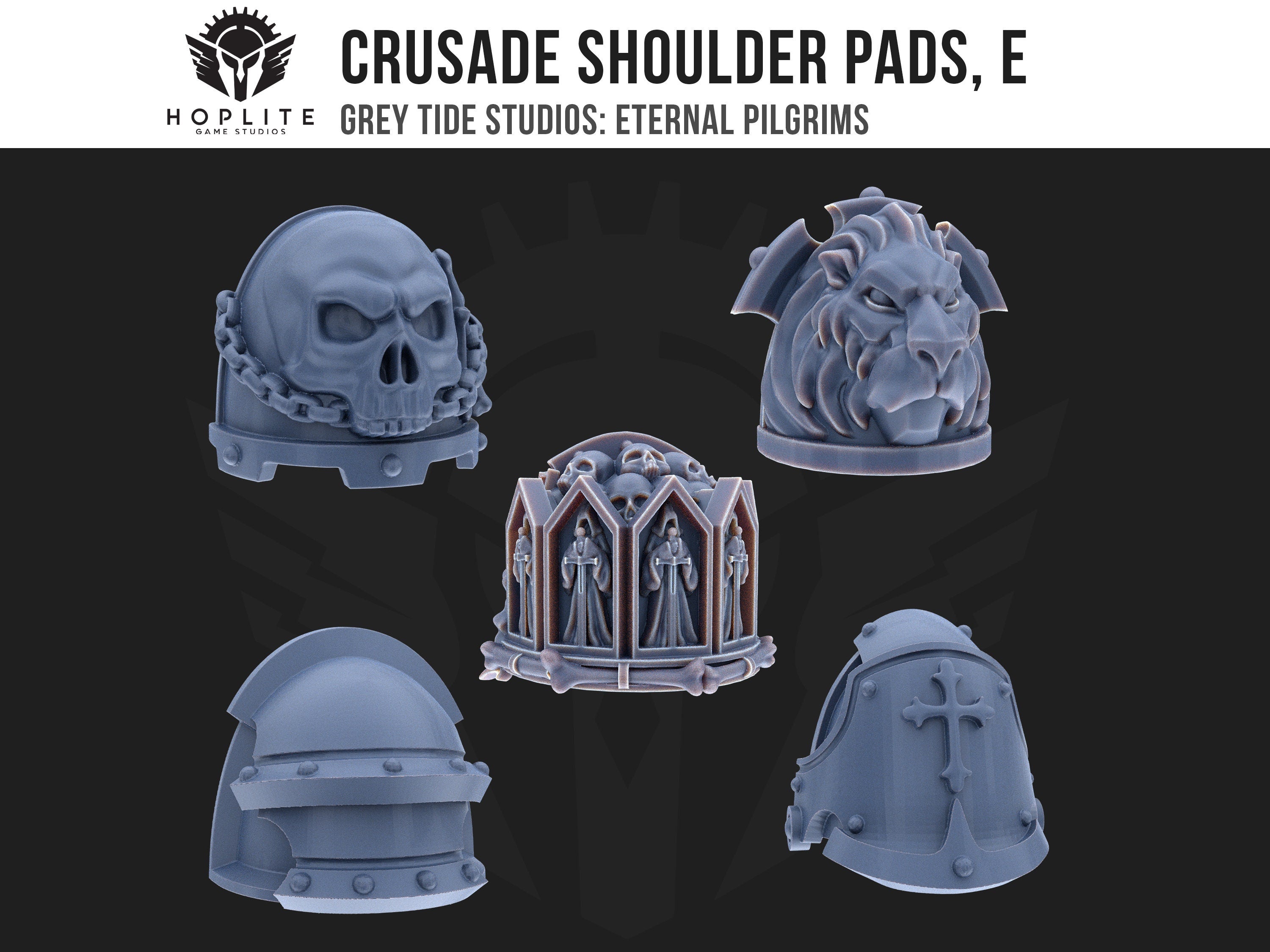 Crusade Shoulder Pads, E (x10) | Grey Tide Studios | Eternal Pilgrims | Conversion Parts & Bits