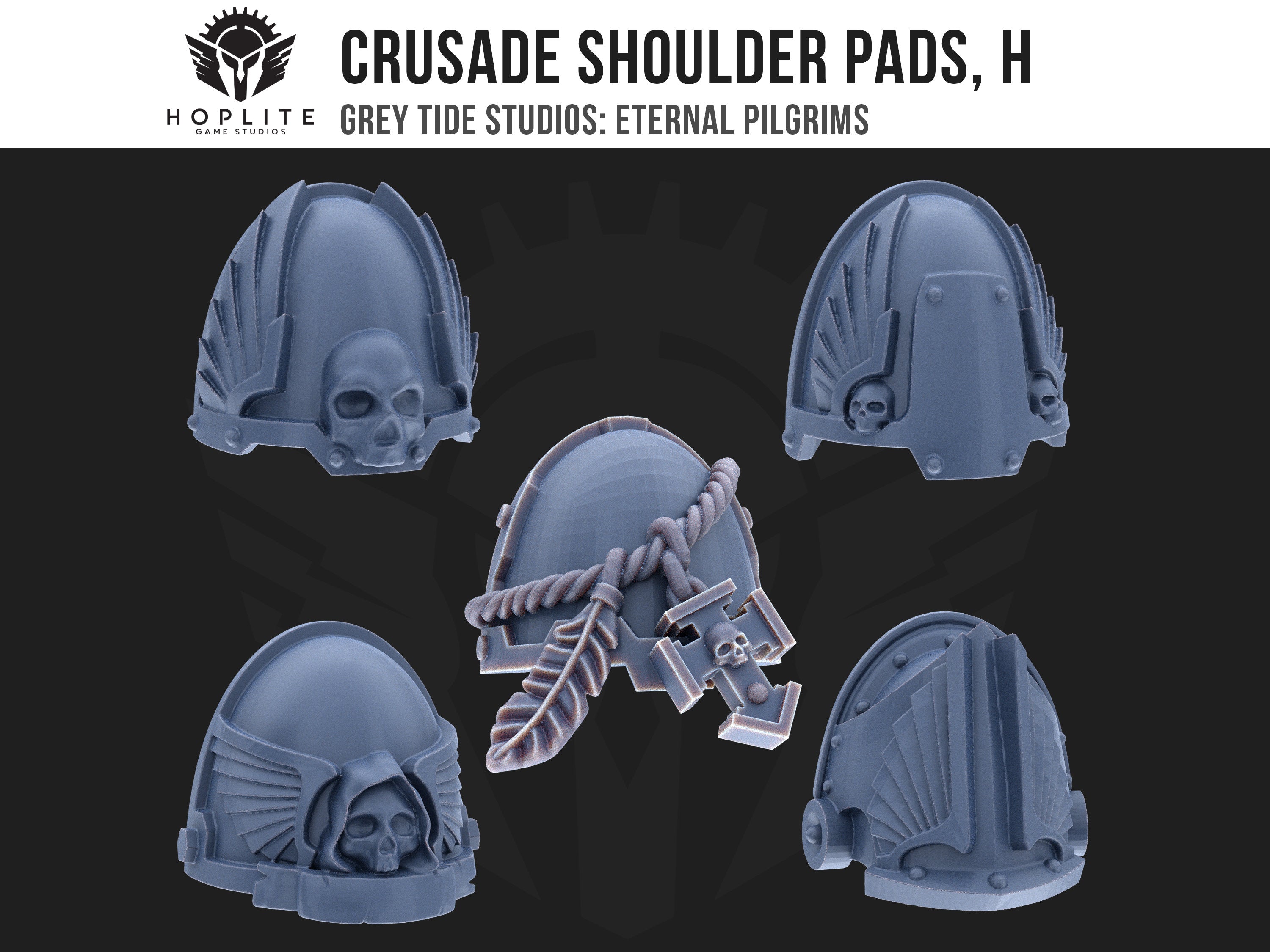Crusade Shoulder Pads, H (x10) | Grey Tide Studios | Eternal Pilgrims | Conversion Parts & Bits