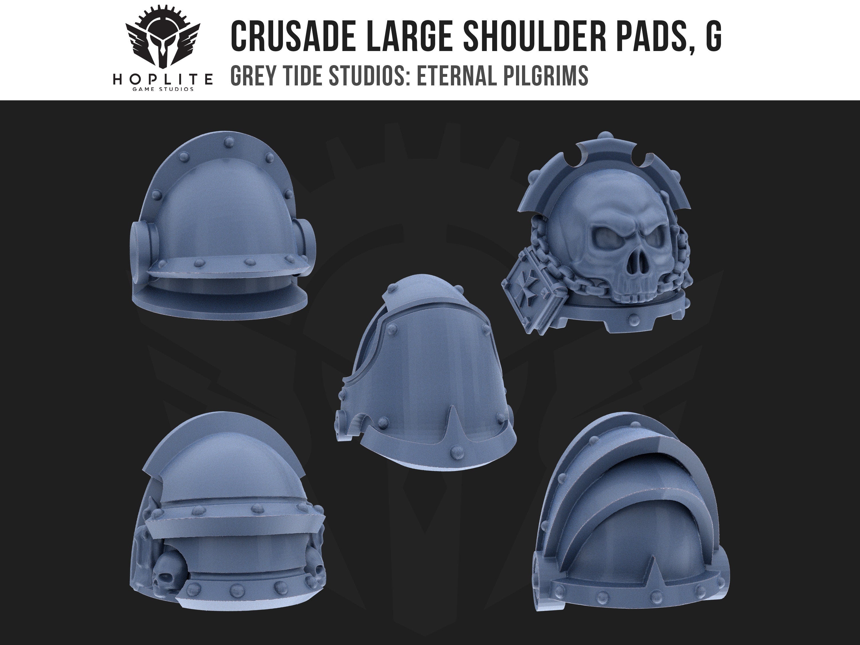 Crusade Large Shoulder Pads, G (x10) | Grey Tide Studios | Eternal Pilgrims | Conversion Parts & Bits