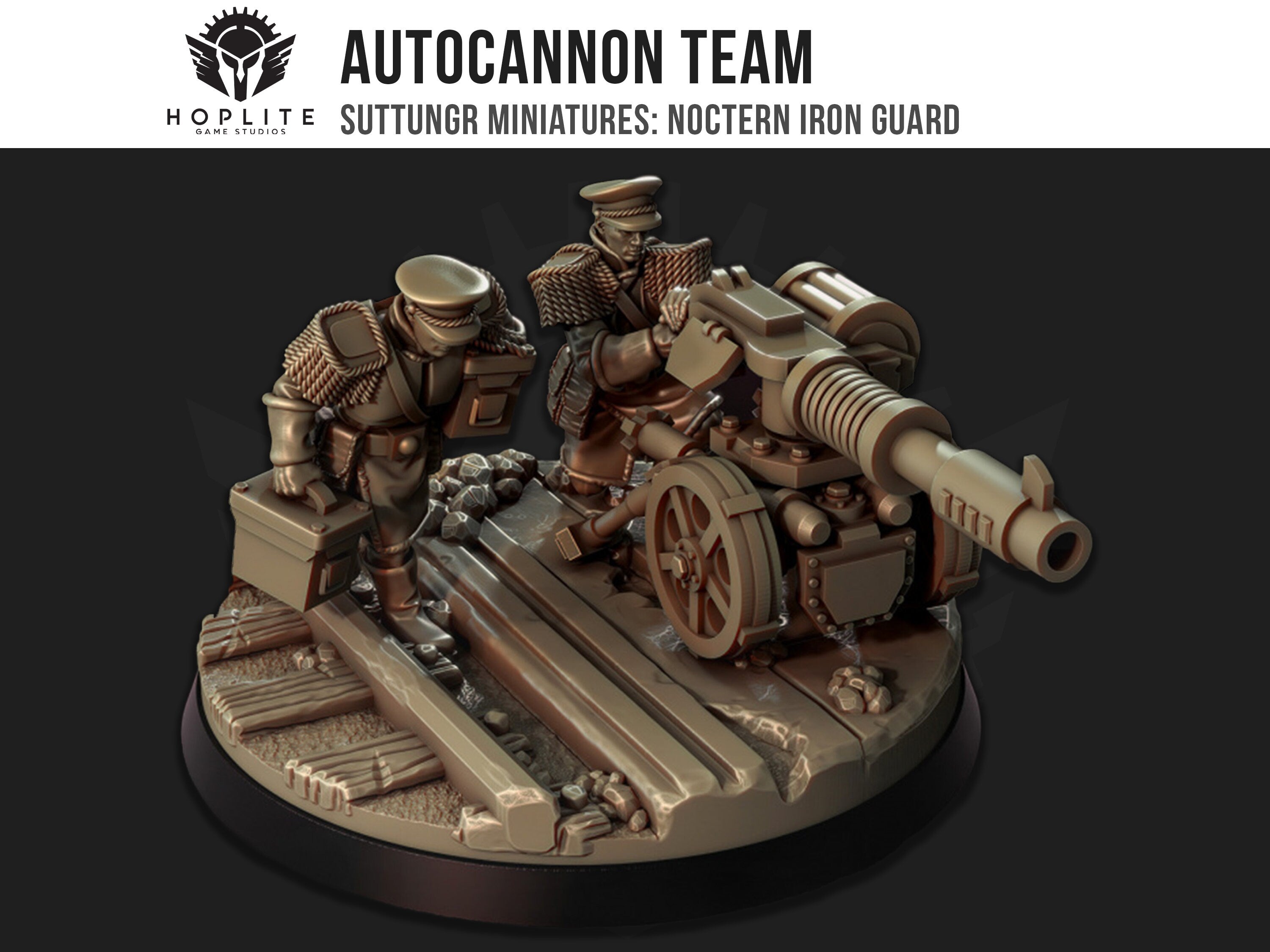 Equipo de cañón automático - Guardia de Hierro Noctern - Mordian - Grimdark Future - Suttungr Miniatures